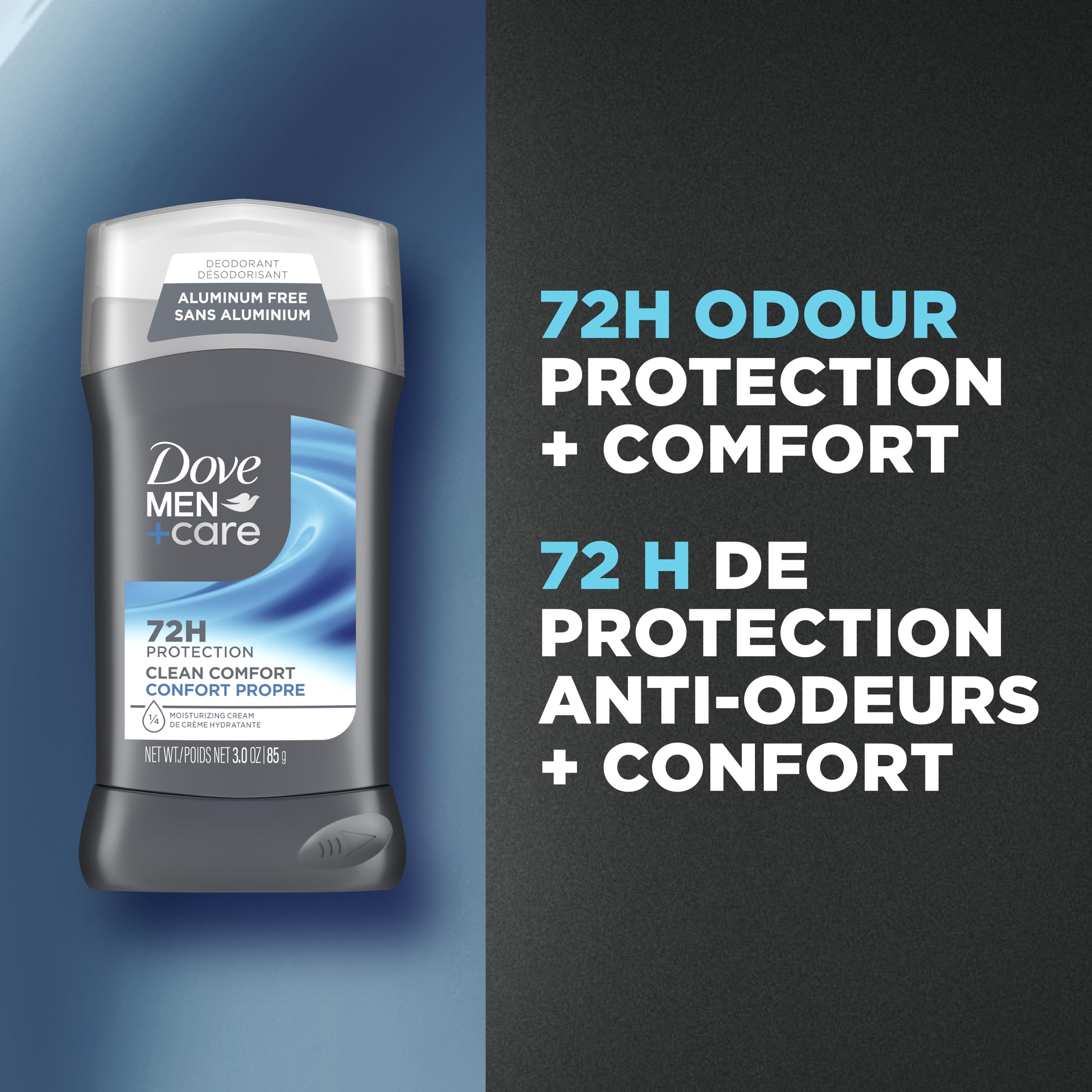 Dove Men+Care Deodorant Stick aluminum-free deodorant formula for 72H protection Clean Comfort with ¼ moisturizing cream, 85g (Pack of 4) 🍁 All In One Marketplace Canada