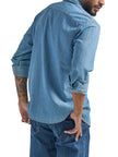 Wrangler Men's Iconic Denim Regular Fit Snap Shirt, Lake Wash, Large 🍁 All In One Marketplace Canada