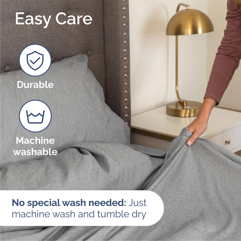 Queen Size 4 Piece Sheet Set - Comfy Breathable & Cooling Sheets - Hotel Luxury Bed Sheets for Women & Men - Deep Pockets, Easy-Fit, Soft & Wrinkle Free Sheets - Heathered Grey Oeko-Tex Bed Sheet Set 🍁 All In One Marketplace Canada