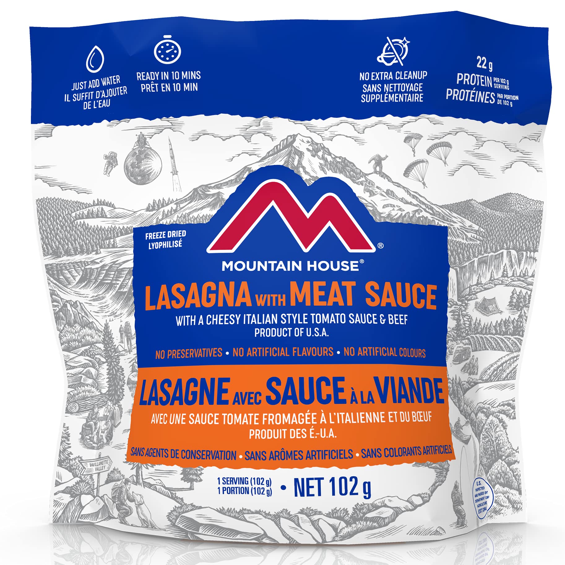 Mountain House Lasagna with Meat Sauce Pouch| Freeze Dried Backpacking & Camping Food | Survival & Emergency Food | Entree Meal | Easy to Prepare | Delicious and Nutritious | Single Pouch 🍁 All In One Marketplace Canada