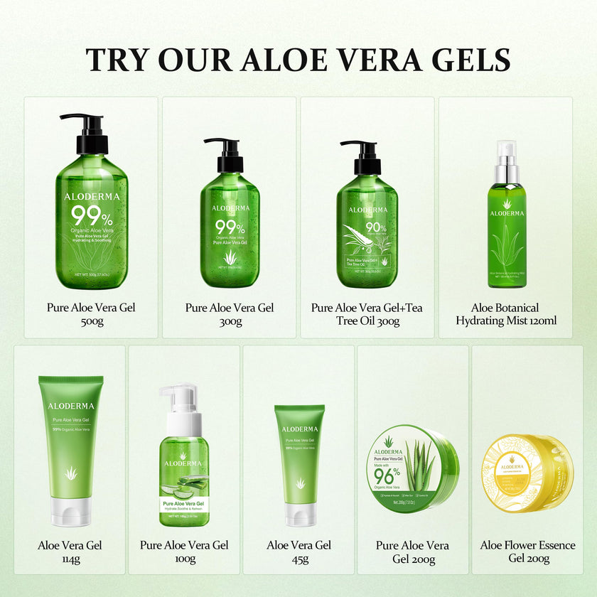 Aloderma 99% Organic Aloe Vera Gel for Skin Made within 12 Hours of Harvest, Non-Sticky Aloe Vera Gel for Sunburn Relief, Natural, Soothing Hydrating Aloe Vera for Face & Hair, Lightweight Gel, 10.6oz 🍁 All In One Marketplace Canada
