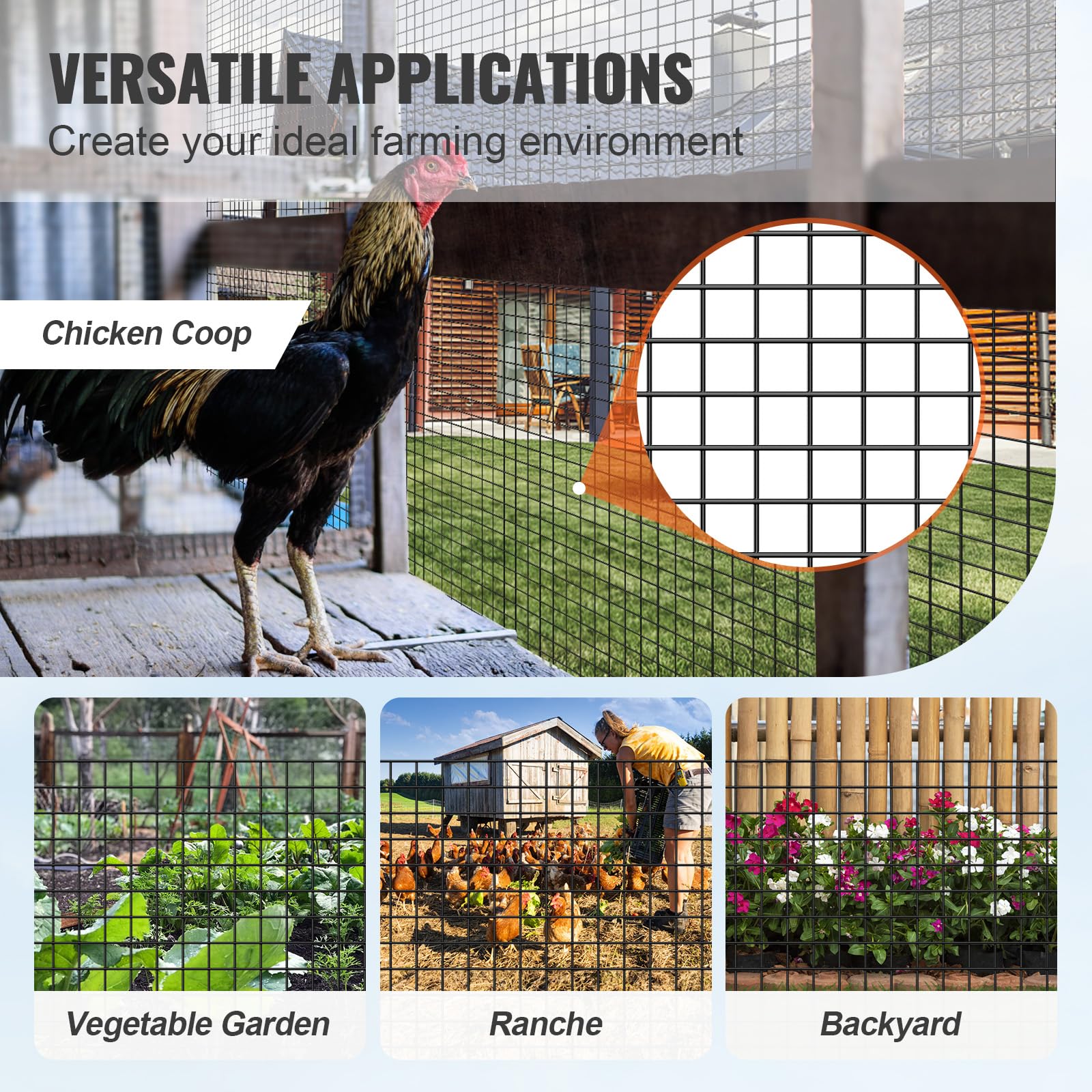 VEVOR Hardware Cloth, 48'' x 50' Galvanized Wire Mesh Roll, 19 Gauge Chicken Wire Fence Roll, Vinyl Coating Metal Wire Mesh for Chicken Coop Barrier, Rabbit Snake Fences, Poultry Enclosures 🍁 All In One Marketplace Canada