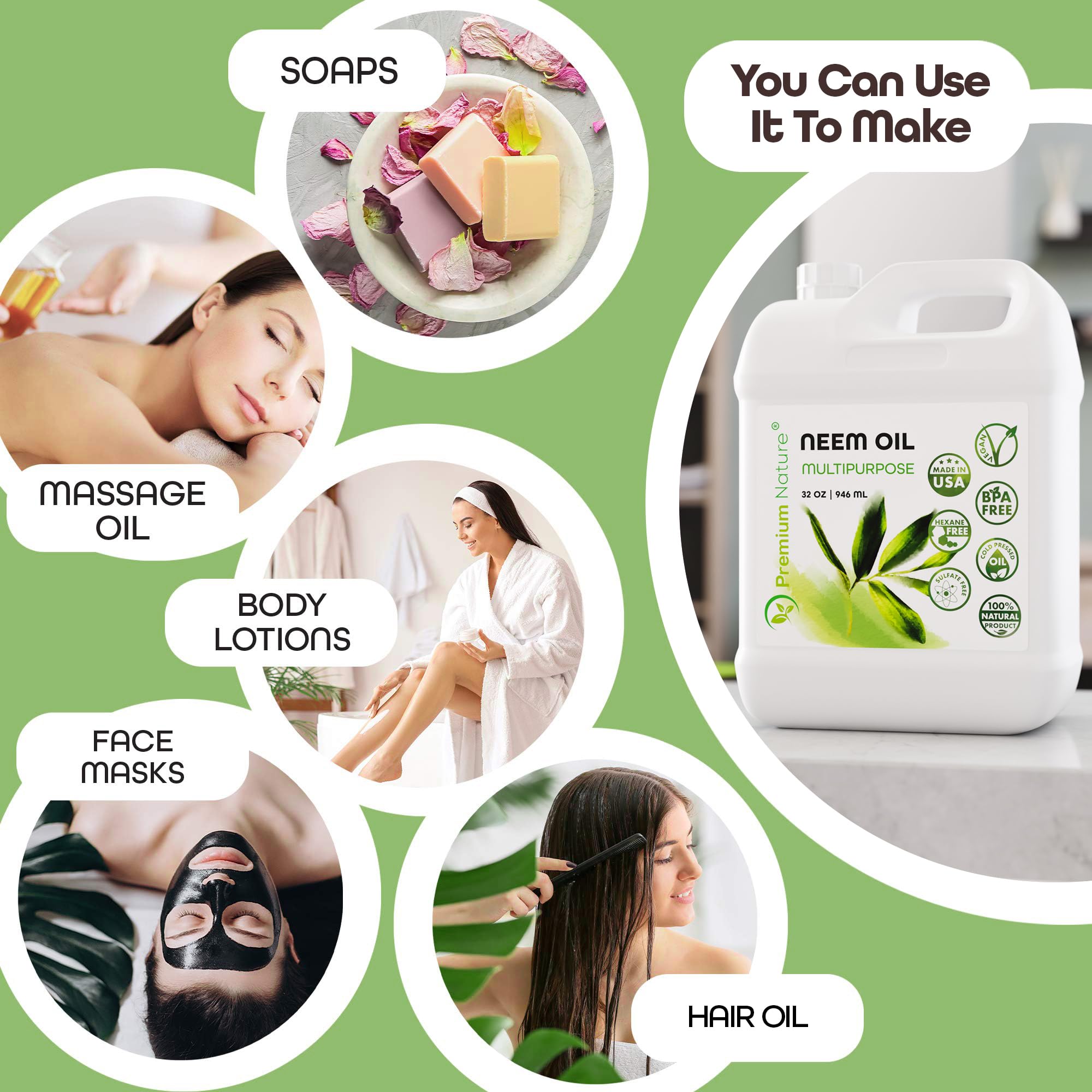 Neem Oil Multipurpose, 100% Natural Neem Oil, Cold-Pressed Unrefined, 946 ml 🍁 All In One Marketplace Canada