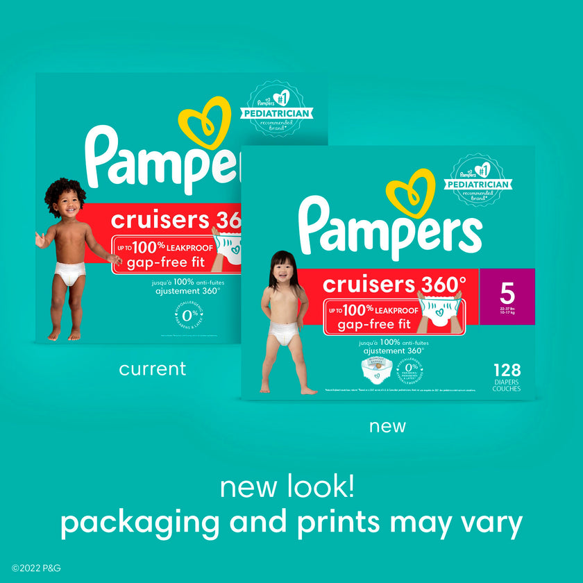 Pampers Diapers - Cruisers 360 degrees - Size 7, 66 Count, up to 100% Leakproof Fit, Designed for Active Babies, Pull On Diaper, EZ Off Tabs Designed for Easy Changes 🍁 All In One Marketplace Canada