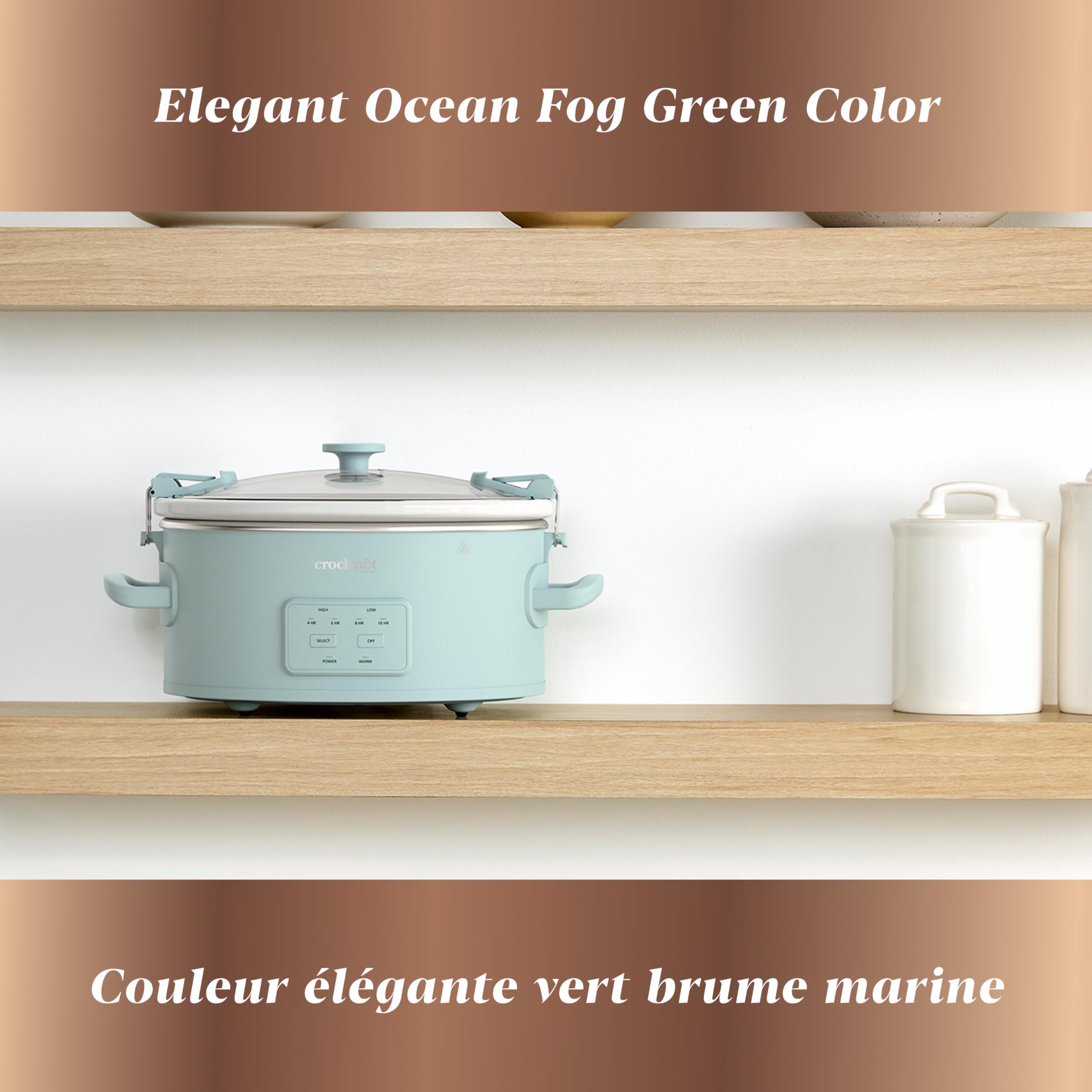 Crock-Pot Design Series Programmable 6-Quart Slow Cooker, Ocean Fog Green 🍁 All In One Marketplace Canada