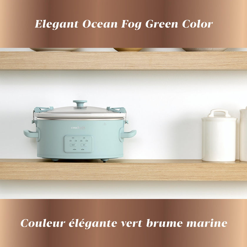 Crock-Pot Design Series Programmable 6-Quart Slow Cooker, Ocean Fog Green 🍁 All In One Marketplace Canada