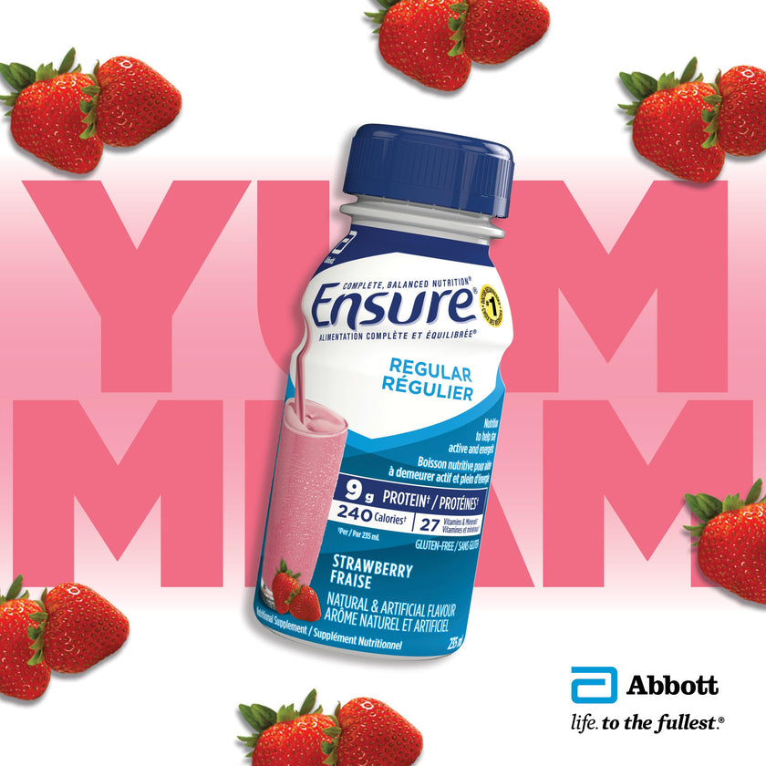 Ensure Regular, Nutritional Supplement Shake Value Pack, Nutrition To Stay Active And Energetic, Strawberry, 24 x 235-mL Bottles 🍁 All In One Marketplace Canada