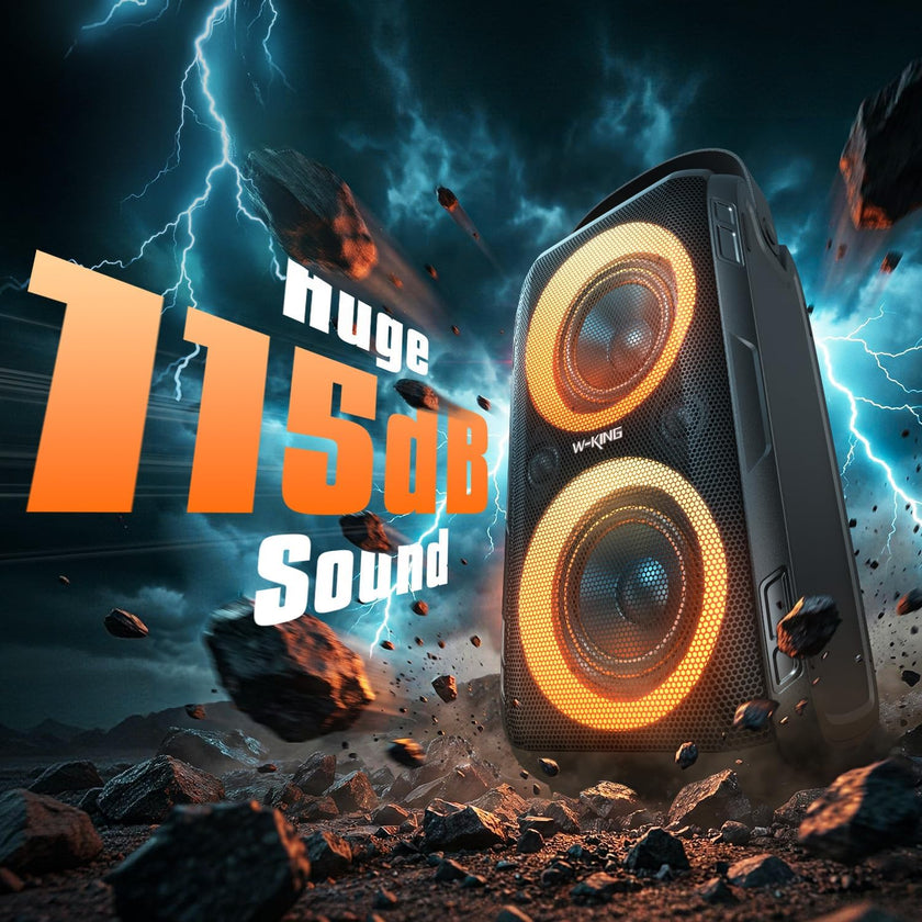 W-KING Bluetooth Speaker Loud, 180W Peak Party Portable Outdoor Haut Parleur Speaker Wireless Boom Box/4 Drivers(2 * 4.04’’ Woofer)-80W Deep Bass Tube, Huge 115dB Sound, Lights/IPX5/EQ/24H/USB/TF/AUX 🍁 All In One Marketplace Canada