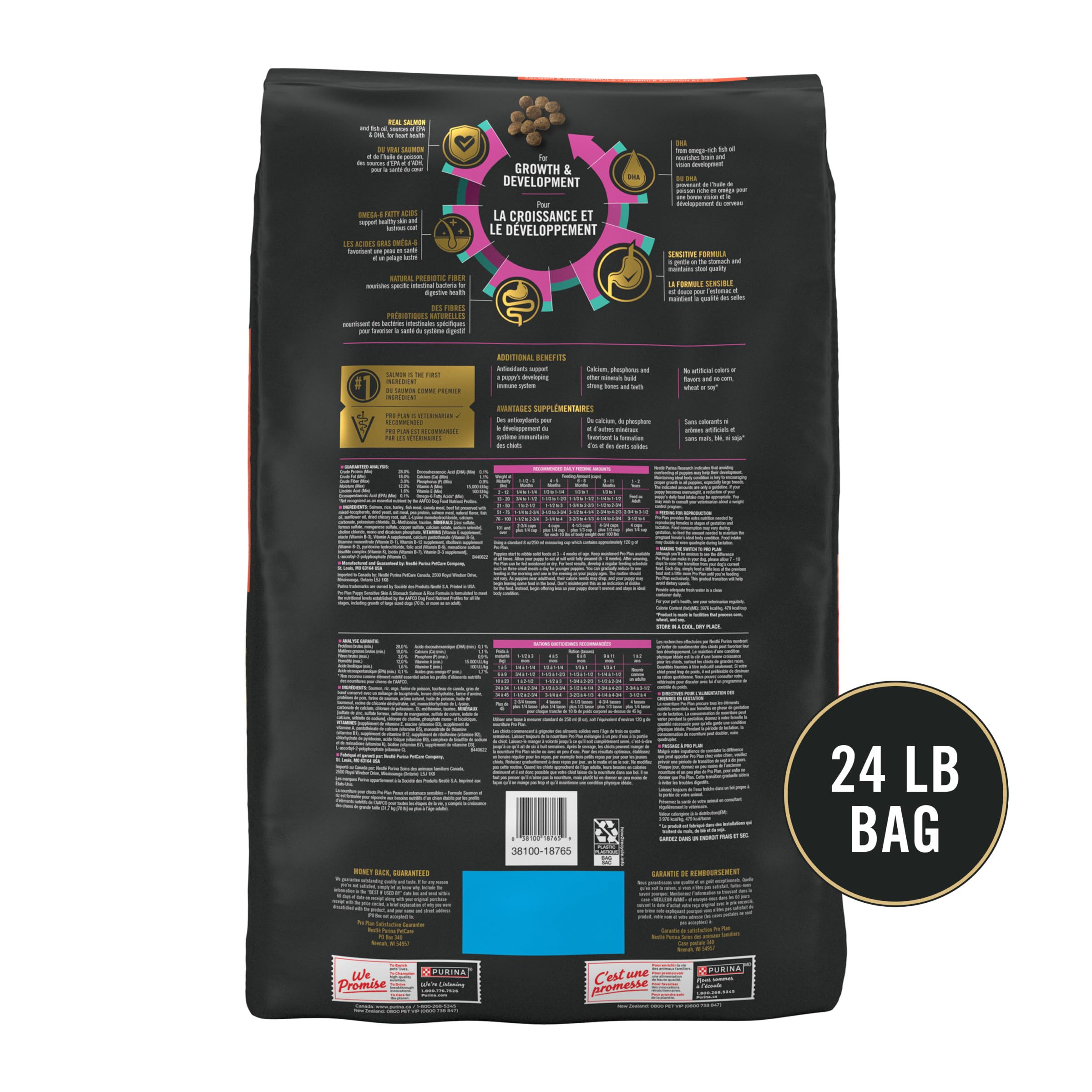 Purina Pro Plan Dry Puppy Food, Development Sensitive Skin & Stomach Salmon & Rice - 10.9 kg Bag (1 Pack) 🍁 All In One Marketplace Canada
