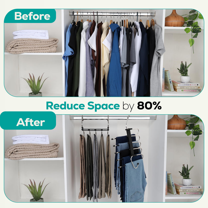 Utopia Home 2 Pack Pants Hangers Space Saving - Clothes Hanger with Stainless Steel Hook & Anti-Slip Design - Closet Organizer for Jeans, Trousers, Skirts, Scarf & Slacks (Black) 🍁 All In One Marketplace Canada
