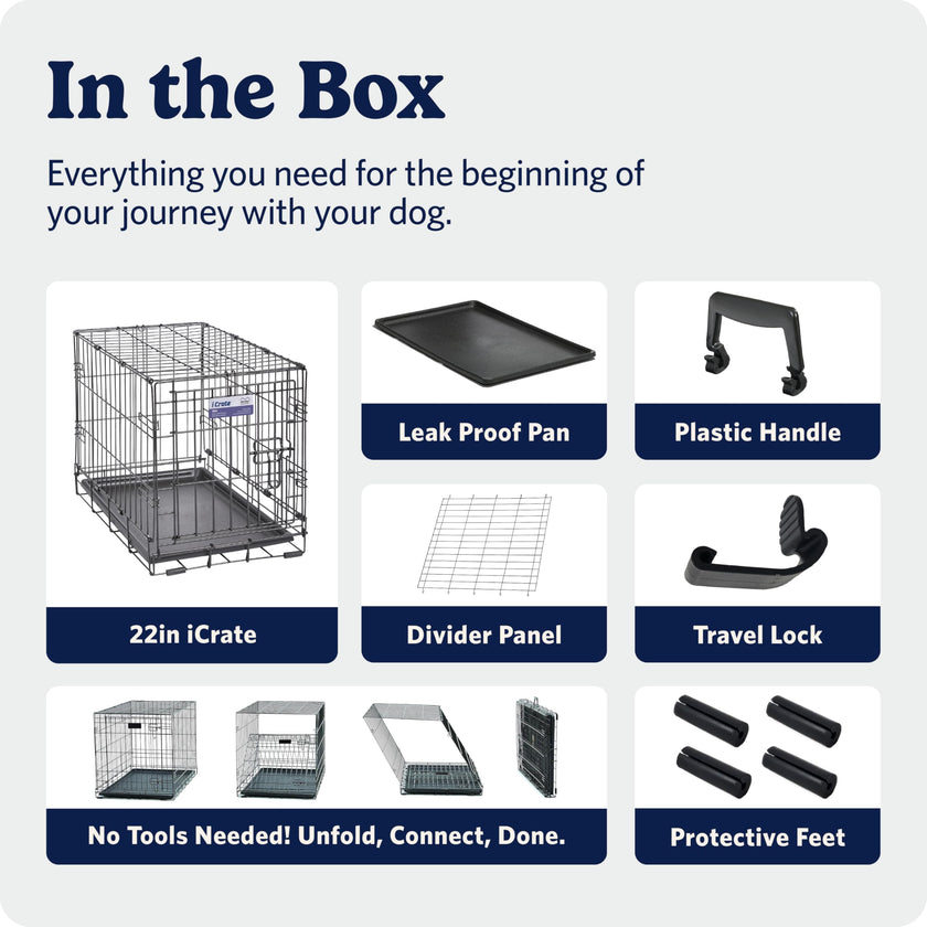 MidWest Homes for Pets 22-Inch iCrate for Extra-Small Breeds, Up to 15 lbs, Single Door Folding Dog Crate with Divider Panel, Leak-Proof Tray & Secure Latch, Portable, Durable & Easy to Assemble 🍁 All In One Marketplace Canada