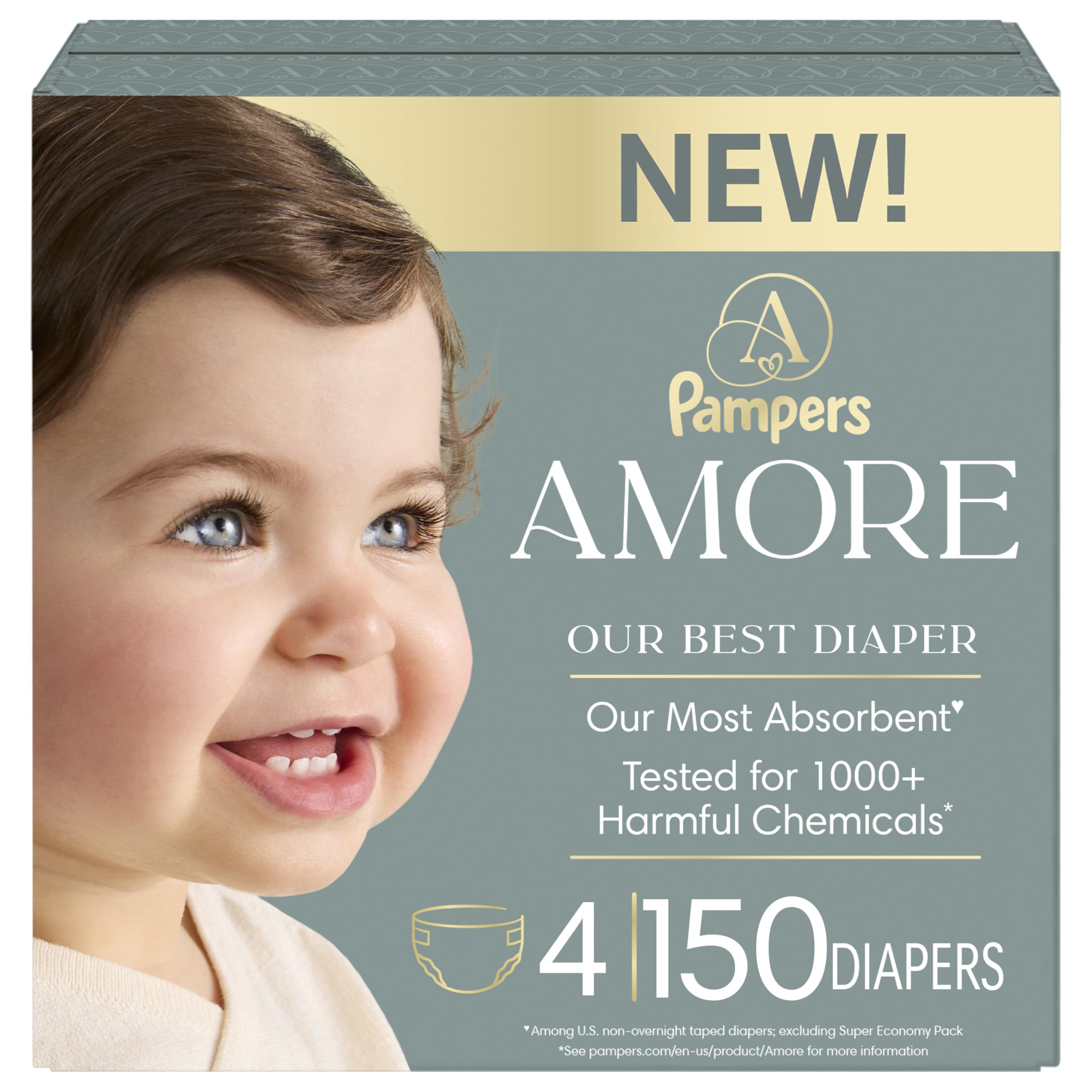 Pampers AMORE, Size 4, Our Best Diaper, 1 Pack (Count of 150) 🍁 All In One Marketplace Canada