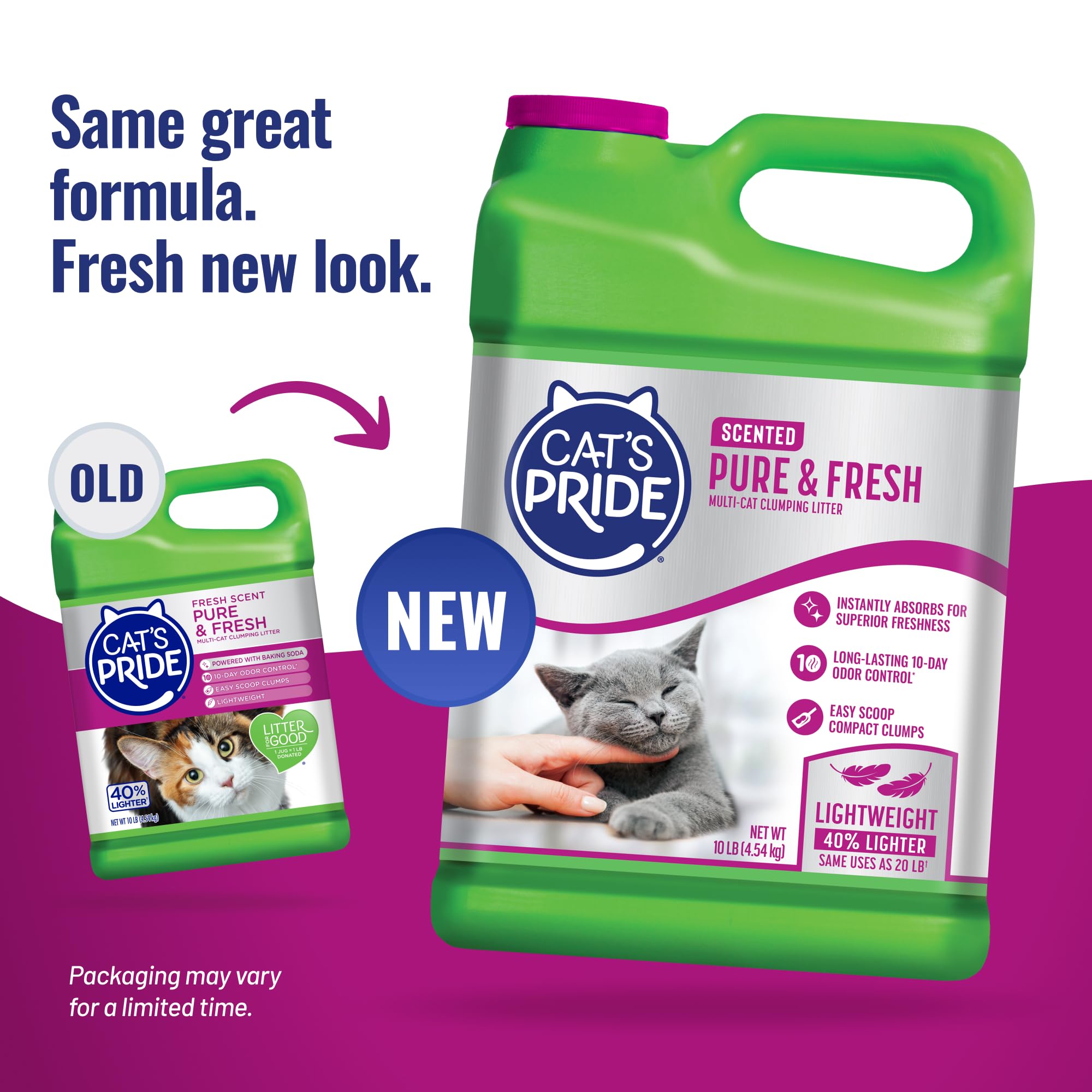 Cat's Pride Premium Lightweight Clumping Litter: Pure & Fresh - Up to 10 Days of Powerful Odor Control - Multi-Cat, Scented, 10 Pounds 🍁 All In One Marketplace Canada