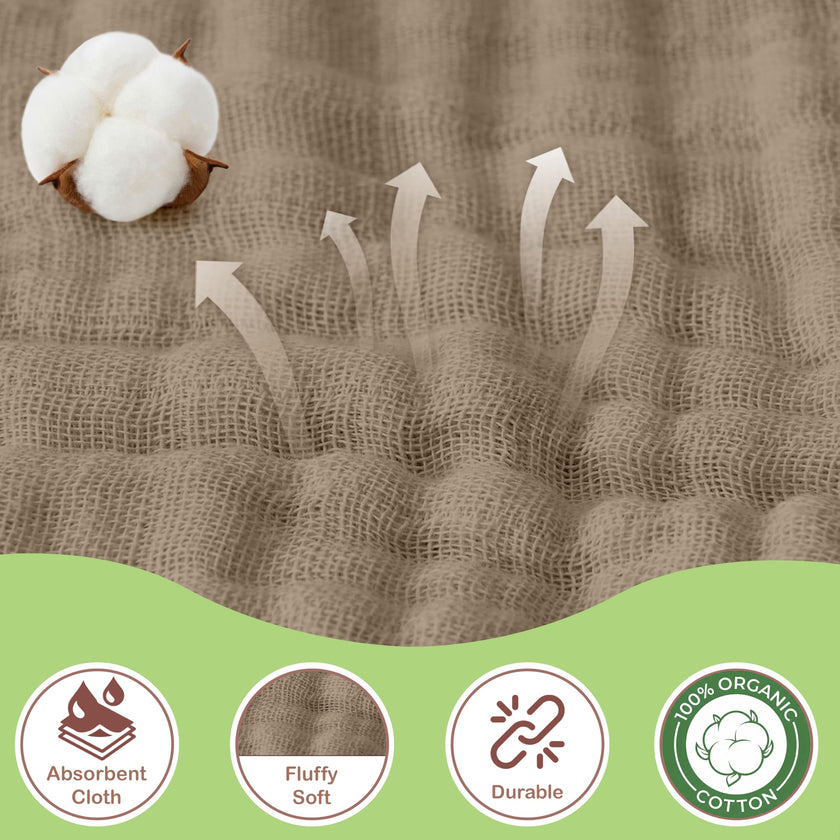 Infancie 100% Organic Cotton Muslin Hooded Baby Towels 2 Pack 81 X 81 CM Shower Towel Soft Breathable Lightweight Quick Dry Gentle On Baby Skin for Newborns and Infants 🍁 All In One Marketplace Canada