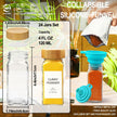 AISIPRIN 24 Pcs Glass Spice Jars with Bamboo Airtight Lids and 398 Labels, 4oz Empty Square Containers Seasoning Storage Bottles - Shaker Lids, Funnel, Brush and Marker Included 🍁 All In One Marketplace Canada