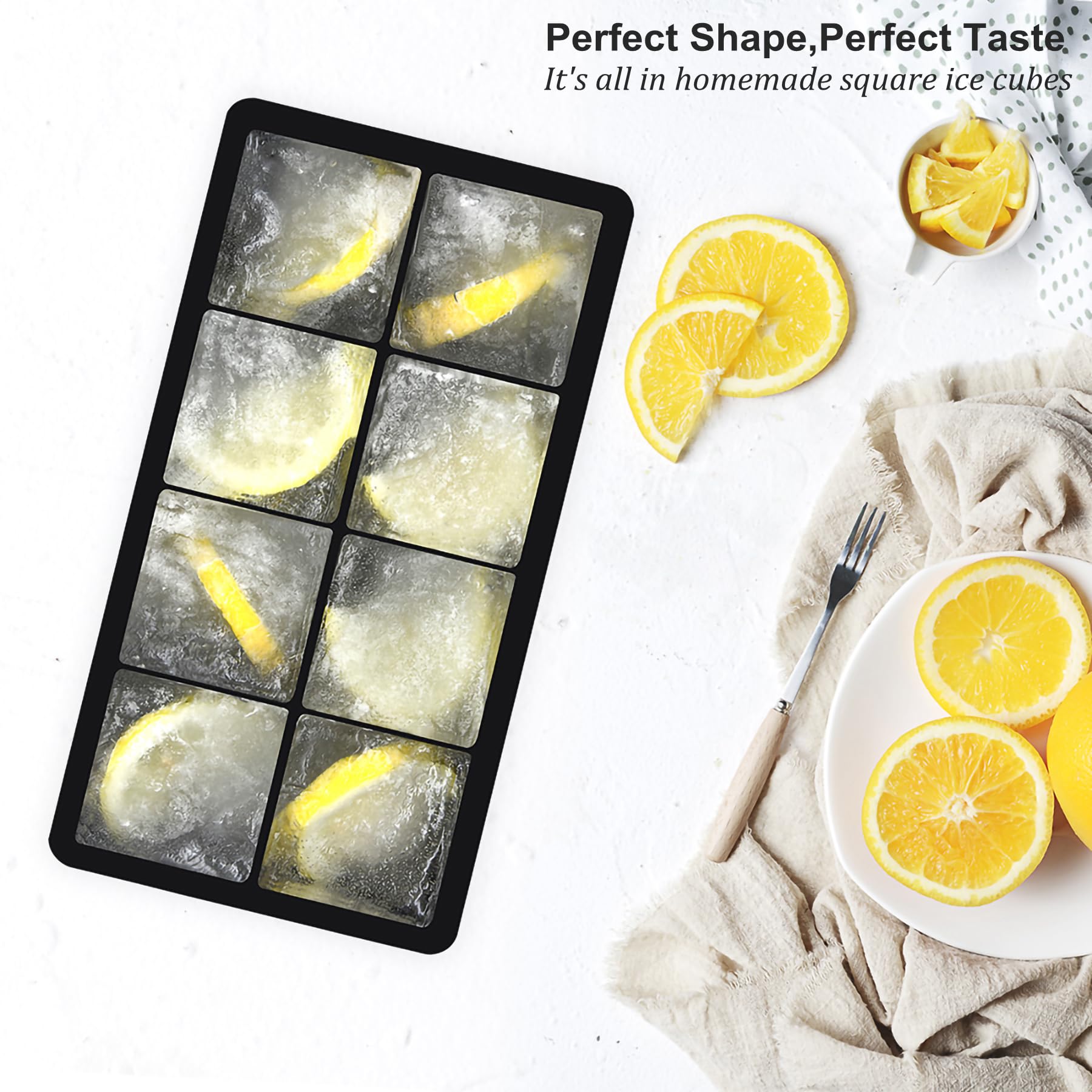 Bangp Large Ice Cube Tray for Whiskey,2 Pack Stackable Big Ice Cube Molds Make 16 Big Whiskey Ice Cubes,Easy Release Square Ice Cube Maker for Cocktails,Whiskey,Soups and Frozen Treats 🍁 All In One Marketplace Canada