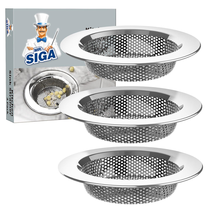 MR.SIGA Kitchen Sink Strainer, Stainless Steel Sink Drain Strainer, Dishwasher Safe, Outer Diameter4.4 inch/11.2cm, Inner Diameter 3 inch/7.6cm, Pack of 3 🍁 All In One Marketplace Canada