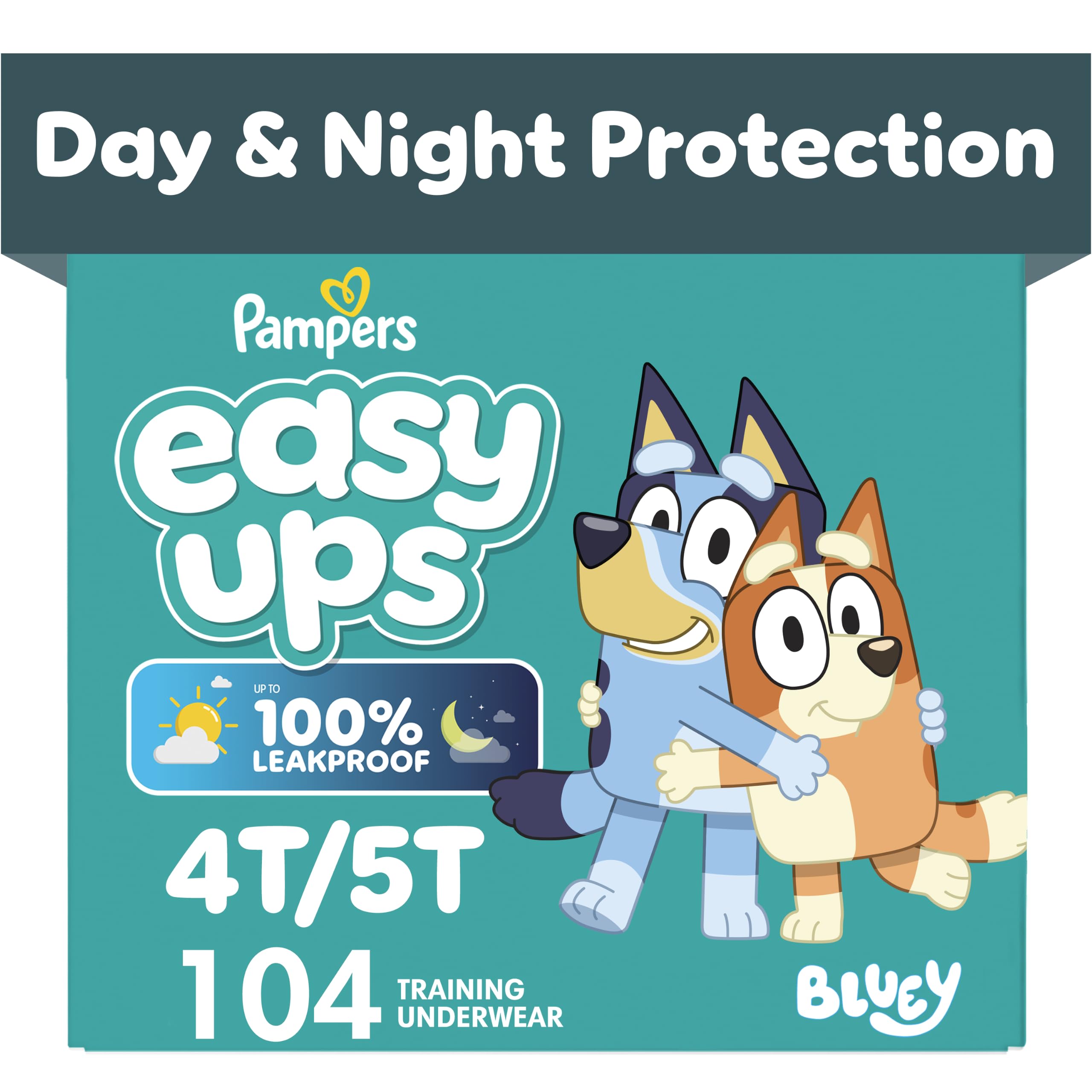Pampers Easy Ups Girls & Boys Potty Training Pants, Size 6 (4T5T), Bluey Absorbent Training Underwear, Up to 100% Leakproof Day and Night, Hypoallergenic, 1 Pack (Count of 104) 🍁 All In One Marketplace Canada
