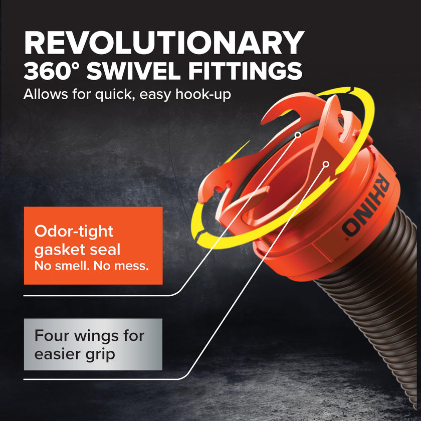 Camco RhinoFLEX 20-Ft Camper/RV Sewer Hose Kit - Features Clear Elbow Fitting w/Removable 4-in-1 Adapter - Connects to 3” Slip or 3”/3.5”/4” NPT Threaded Sewer Connection (39742) 🍁 All In One Marketplace Canada