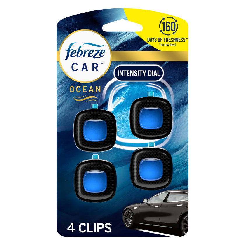 Febreze Car Ocean Scent Air Freshener Vent Clip, 2.2 mL, Pack of 4 🍁 All In One Marketplace Canada