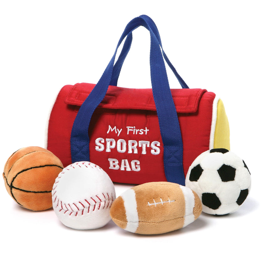 Baby GUND My First Sports Bag Stuffed Plush Playset, Baby Gift Toys for Boys and Girls Ages 1 & Up, 5 Piece, 8