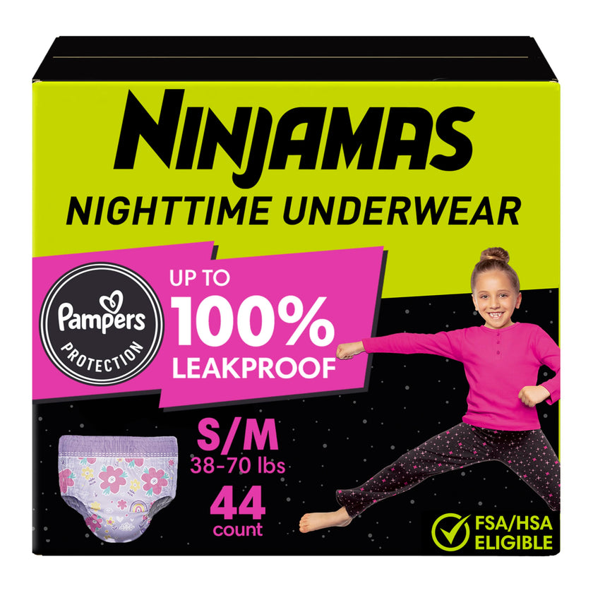 Pampers Ninjamas Nighttime Bedwetting Underwear Girls Size S/M (38-65 lbs) 44 Count (Packaging & Prints May Vary) 🍁 All In One Marketplace Canada