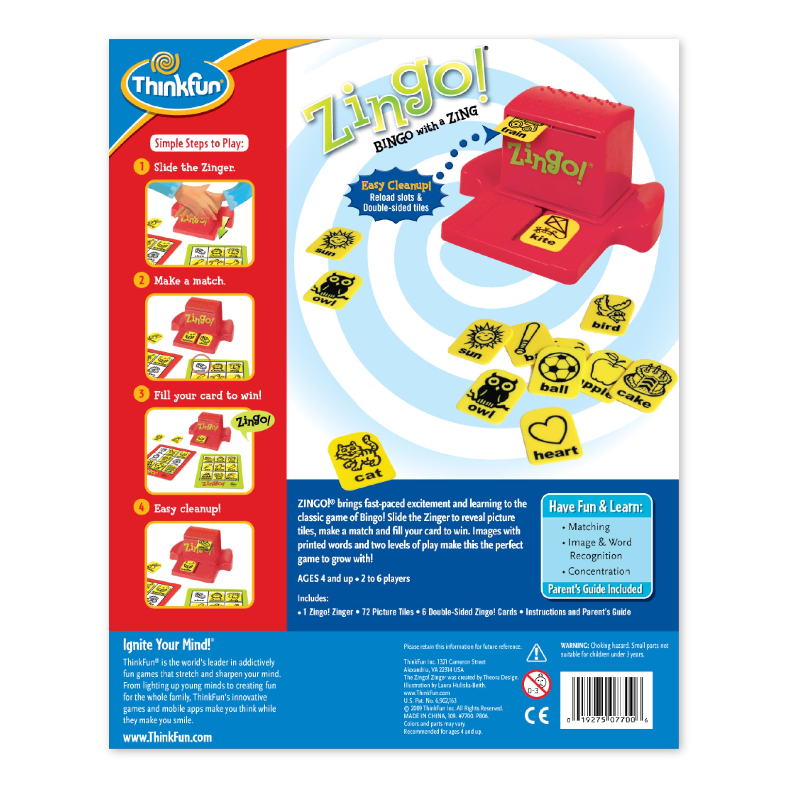 ThinkFun Zingo - Bingo with a Zing - Award-Winning Preschool Game - Encourages Language & Matching Skills Development - Fun Family Board Game for Boys and Girls Ages - 4 & Older 🍁 All In One Marketplace Canada