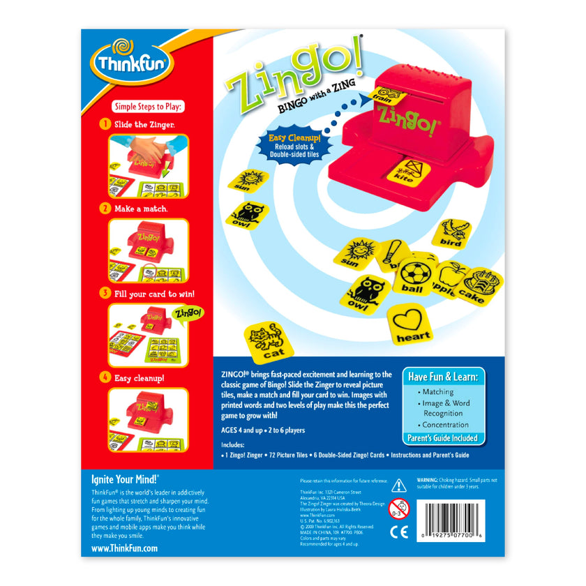 ThinkFun Zingo - Bingo with a Zing - Award-Winning Preschool Game - Encourages Language & Matching Skills Development - Fun Family Board Game for Boys and Girls Ages - 4 & Older 🍁 All In One Marketplace Canada