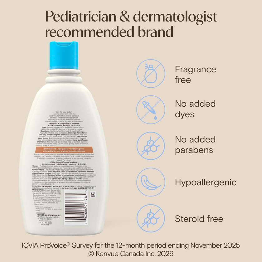Aveeno Baby Eczema Care Daily Moisturizing Body Cream for Dry, Itchy Skin, Natural Colloidal Oat & Vitamin B5, Hypoallergenic & ph-Balanced, No Added Steroids, Phthalates, Parabens or Fragrance, 330mL 🍁 All In One Marketplace Canada