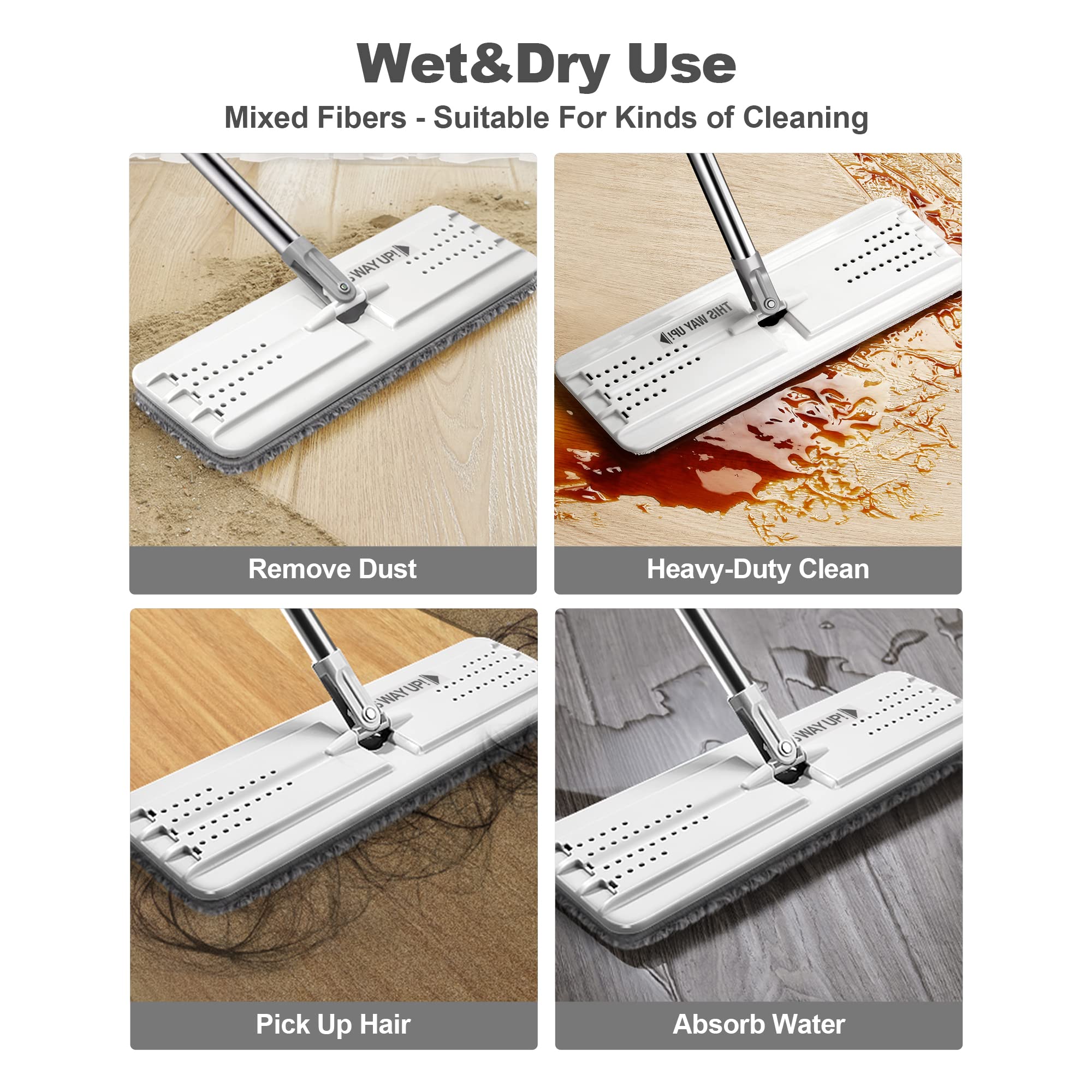 JOYMOOP Hands Free Flat Floor Mop and Bucket with Wringer Set, 3 Washable Microfiber Mops, Wet and Dry Use, Floor Cleaning System 🍁 All In One Marketplace Canada