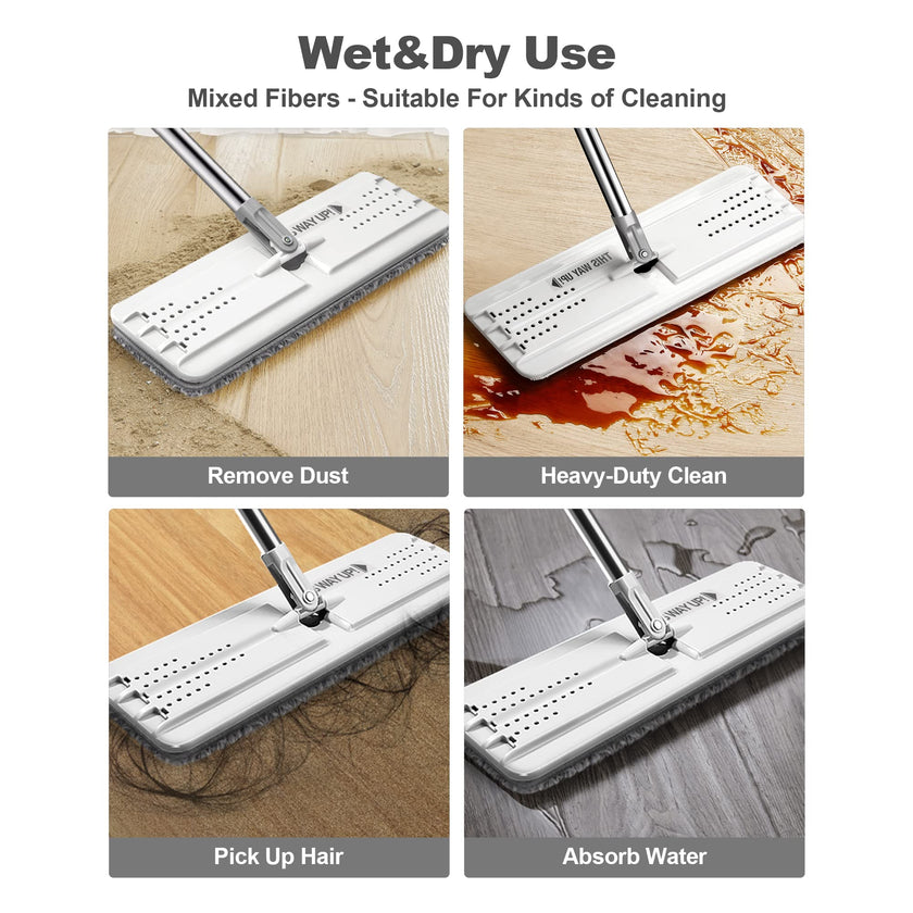 JOYMOOP Hands Free Flat Floor Mop and Bucket with Wringer Set, 3 Washable Microfiber Mops, Wet and Dry Use, Floor Cleaning System 🍁 All In One Marketplace Canada