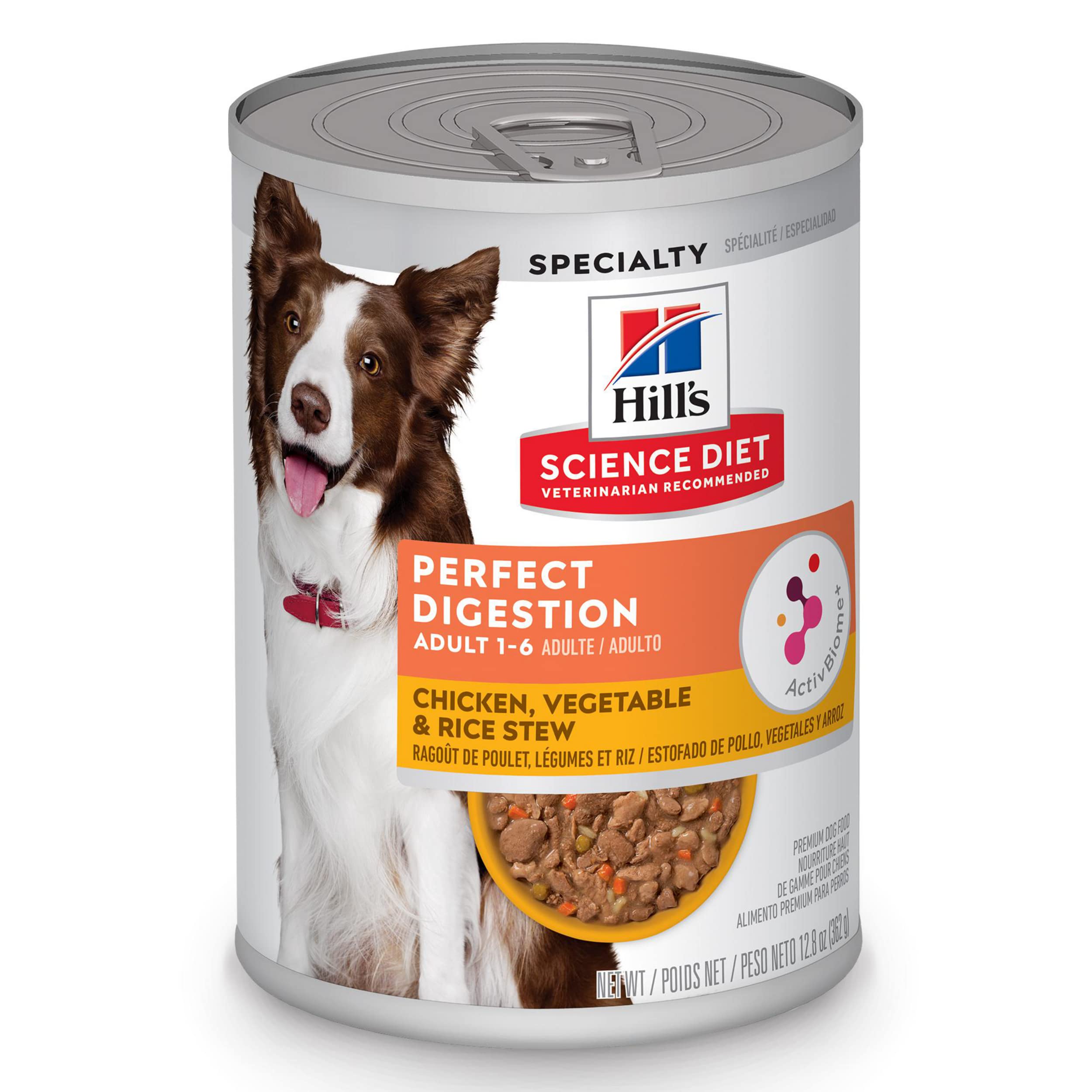 Hill's Science Diet Perfect Digestion, Adult 1-6, Digestive Support, Wet Dog Food, Chicken, Vegetable & Rice Stew, 12.5 oz Can, Case of 12 🍁 All In One Marketplace Canada