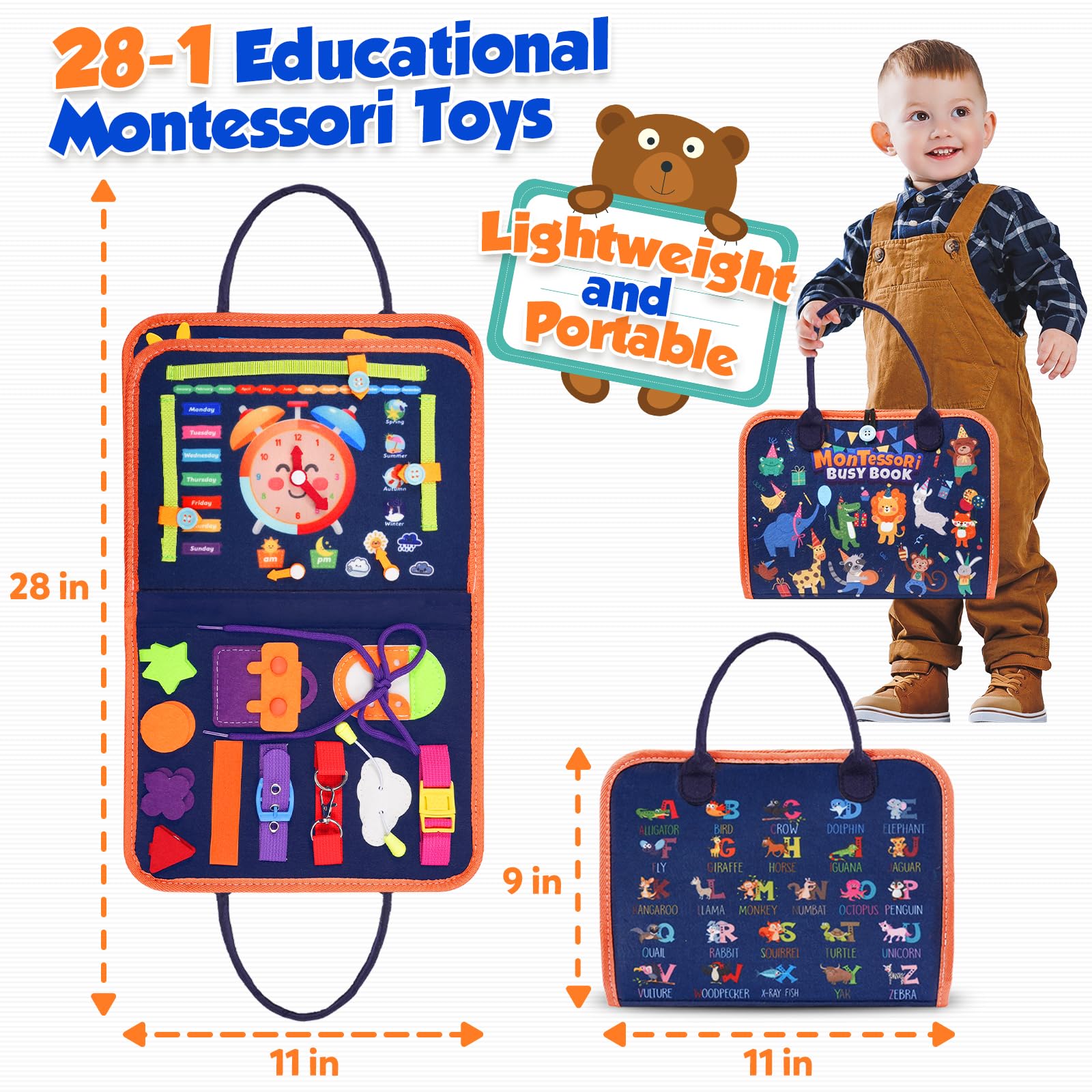 ZOOI Toddler Toys Busy Board - Montessori Toys for 1-5 Year Old Boy Girl Birthday Gifts for Kids, Sensory Toys Baby Essentials, Busy Book for Toddlers 1-5 Year Old, Airplane Activities Toys Gifts 🍁 All In One Marketplace Canada