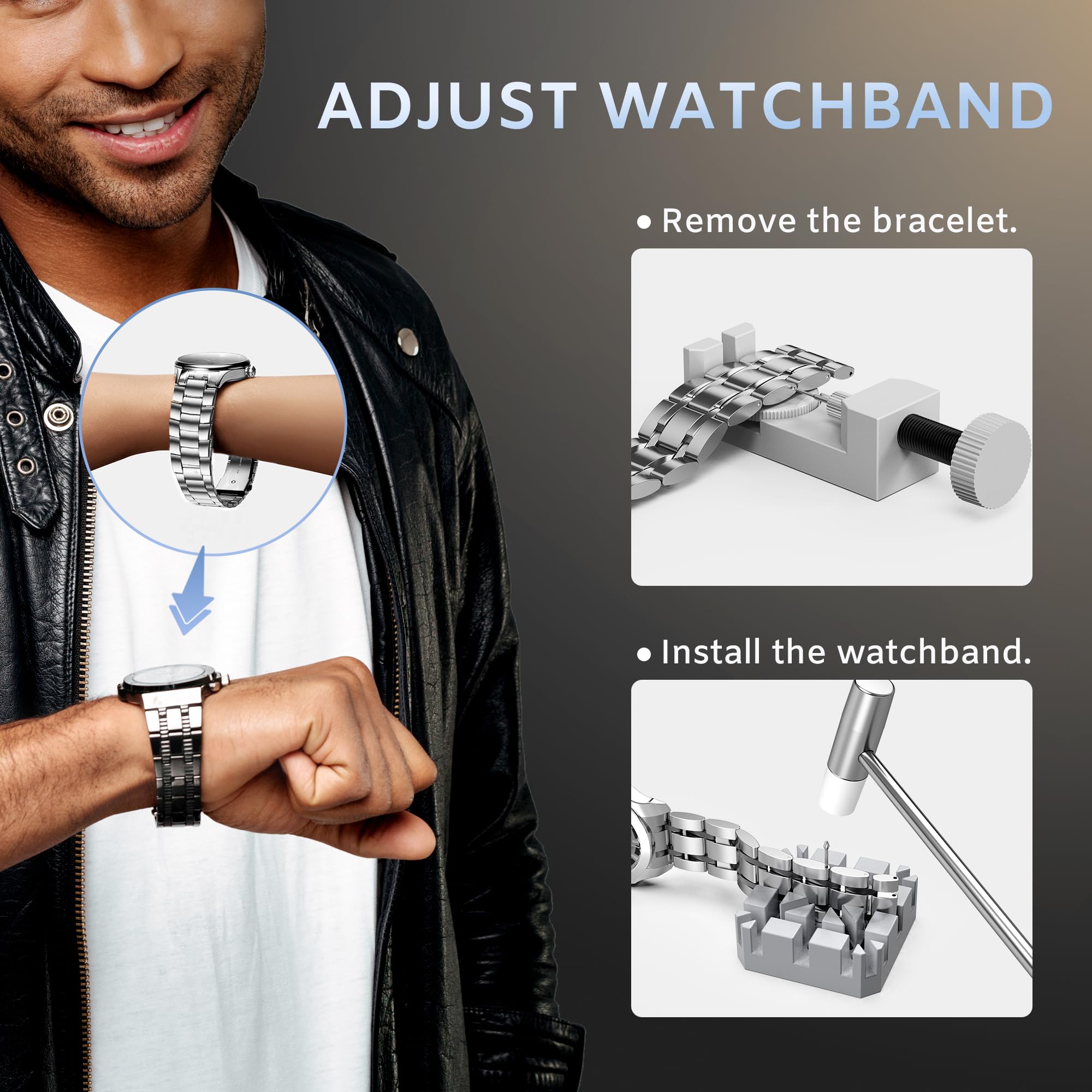 JOREST Watch Repair Tool Kit, Battery Replacement, Strap Adjustment, Bracelet Pin Removal, Band Link Remover, Resizing Tool, Wrench Opening Cover, Case Back Opener, Screwdriver, Spring Bar 🍁 All In One Marketplace Canada