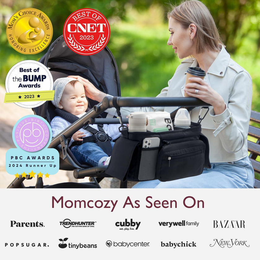 Universal Stroller Organizer with Insulated Cup Holder by Momcozy - Detachable Phone Bag & Shoulder Strap, Fits for Stroller like Uppababy, Baby Jogger, Britax, BOB, Umbrella and Pet Stroller 🍁 All In One Marketplace Canada