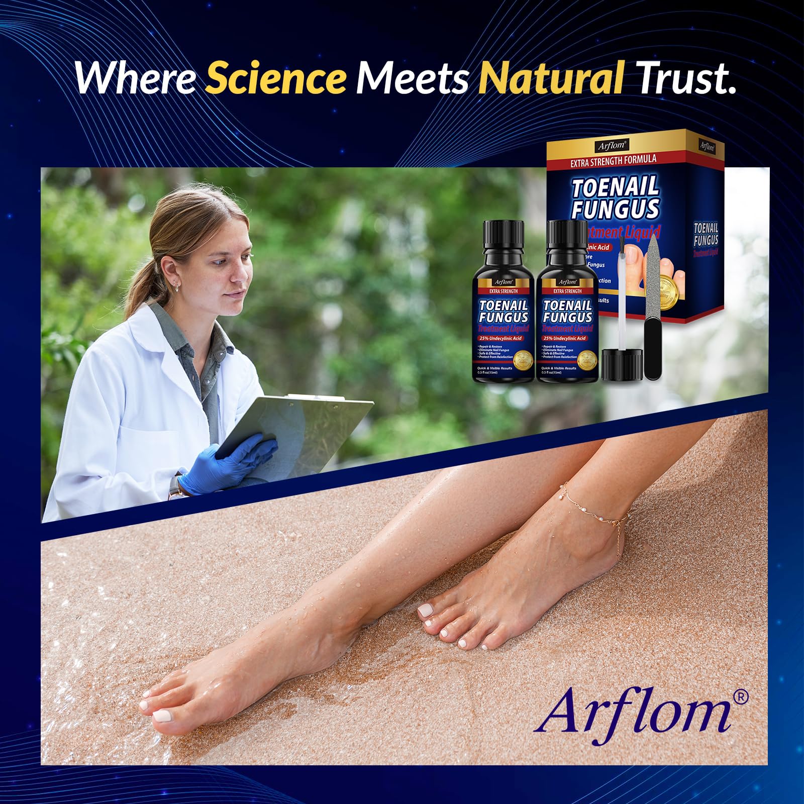 Arflom Toenail Fungus Treatment : 25% Undecylenic Fungal Nail Treatment Extra Strength - Toe and Fingernail with Tea Tree Oil (2pcs, 15ml each) 🍁 All In One Marketplace Canada