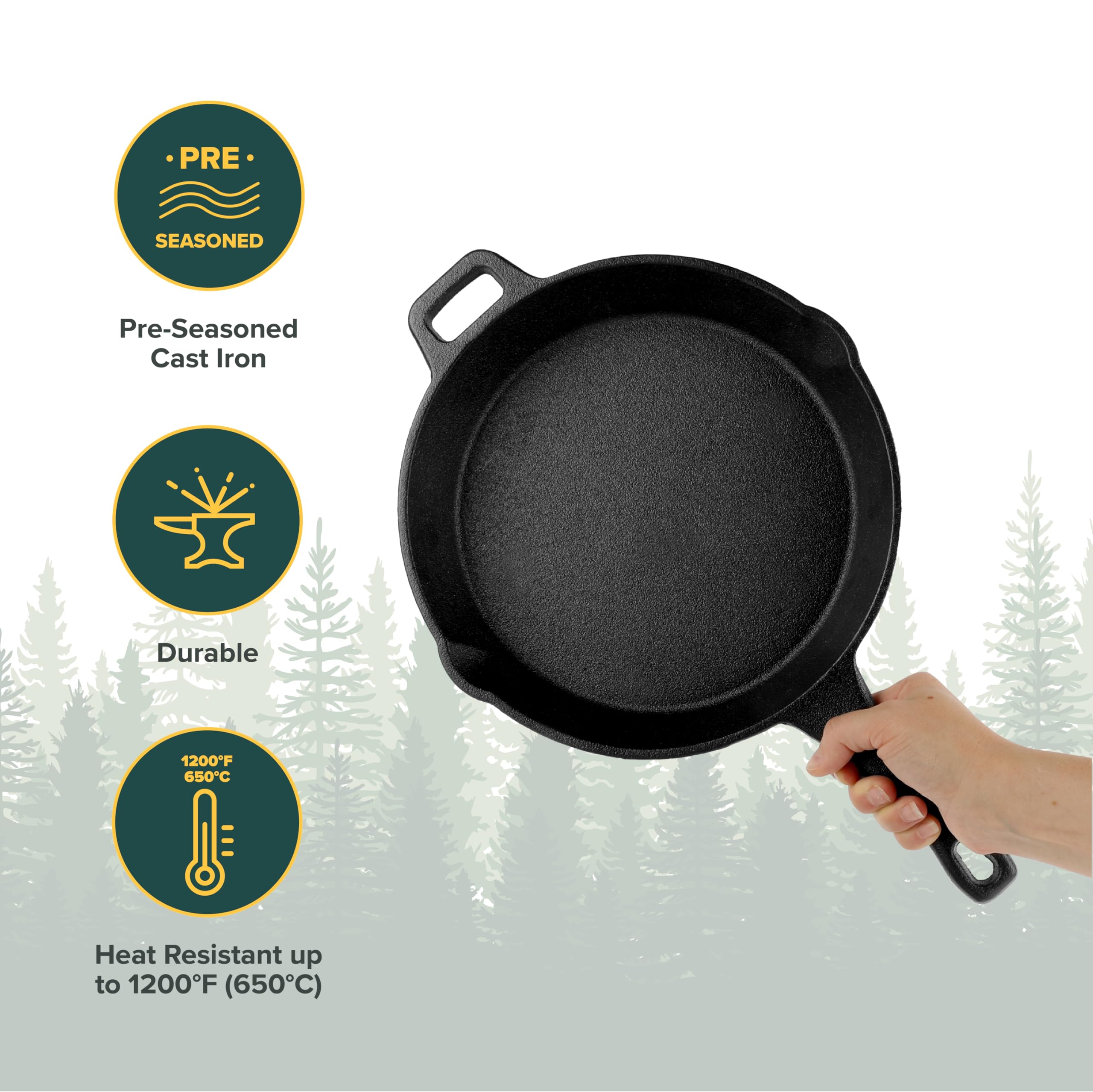 Coghlan's Cast Iron Skillet – 10.1-Inch Pre-Seasoned Frying Pan with Dual Pour Spouts & Helper Handle for Campfire Cooking, Stove, Grill, or Oven – Durable Outdoor Cookware 🍁 All In One Marketplace Canada