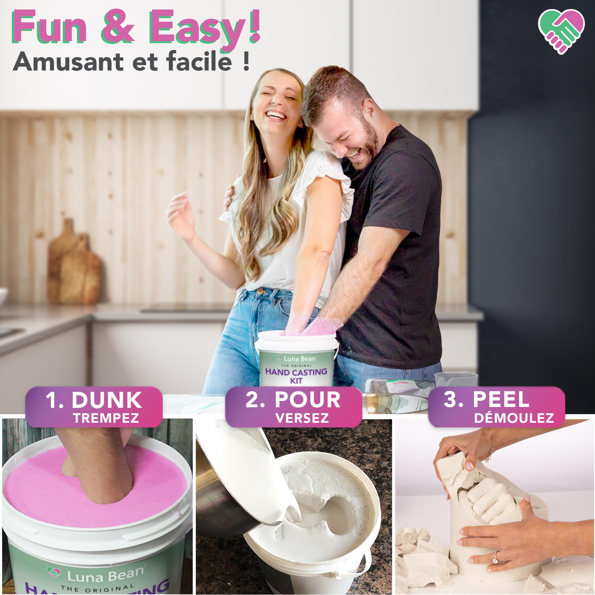 Luna Bean Hand Casting Kit – The Original Hand Mold Kit – Anniversary Engagement Gifts for Women Men Her Him Couples Wife Boyfriend Girlfriend Wedding Bridal Shower 🍁 All In One Marketplace Canada