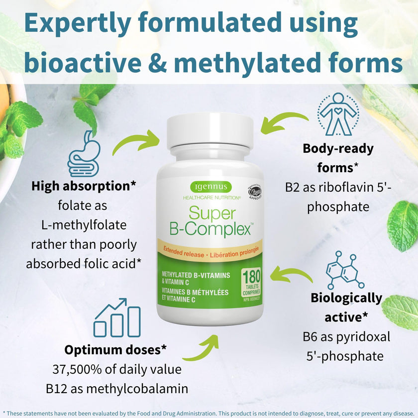 Igennus Super B-Complex - High Strength Methylated B Vitamins, Clean Label 🍁 All In One Marketplace Canada