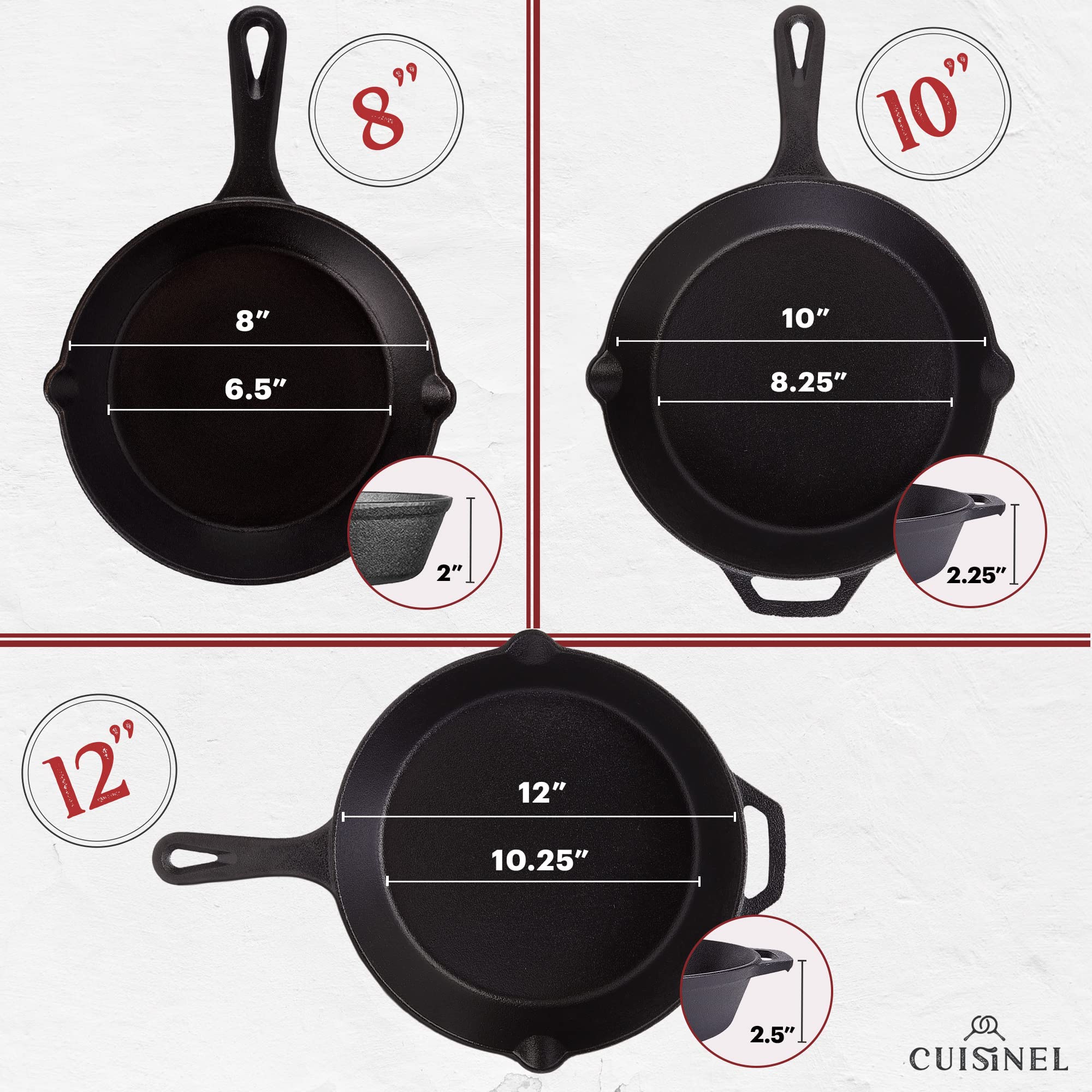 Cast Iron Skillet Set - 8
