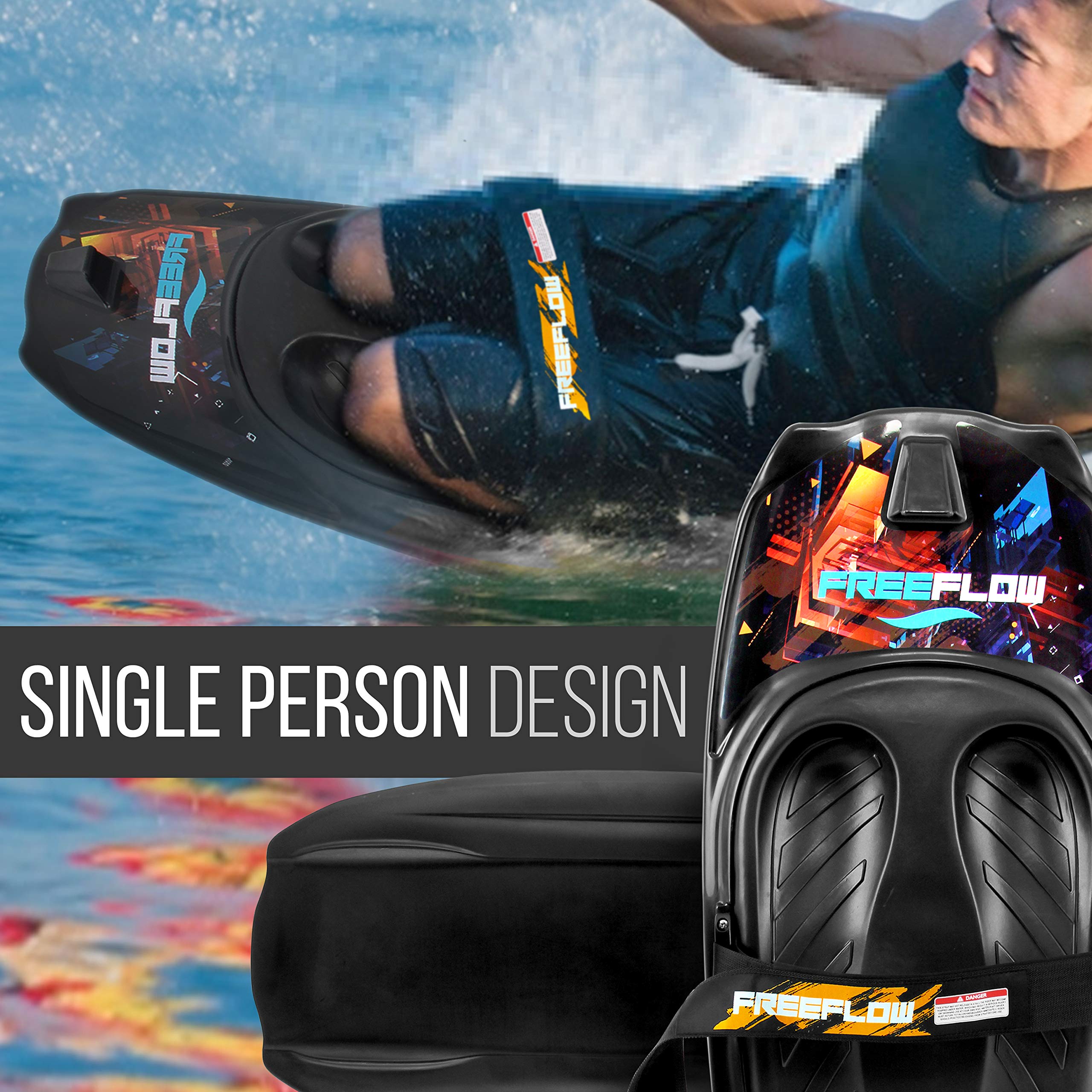 Water Sport Kneeboard with Hook for Kids & Adults, Kneeboard with Strap for Boating, Waterboarding, Kneeling Boogie Boarding, Knee Surfing, (SLKB20), Black/red 🍁 All In One Marketplace Canada