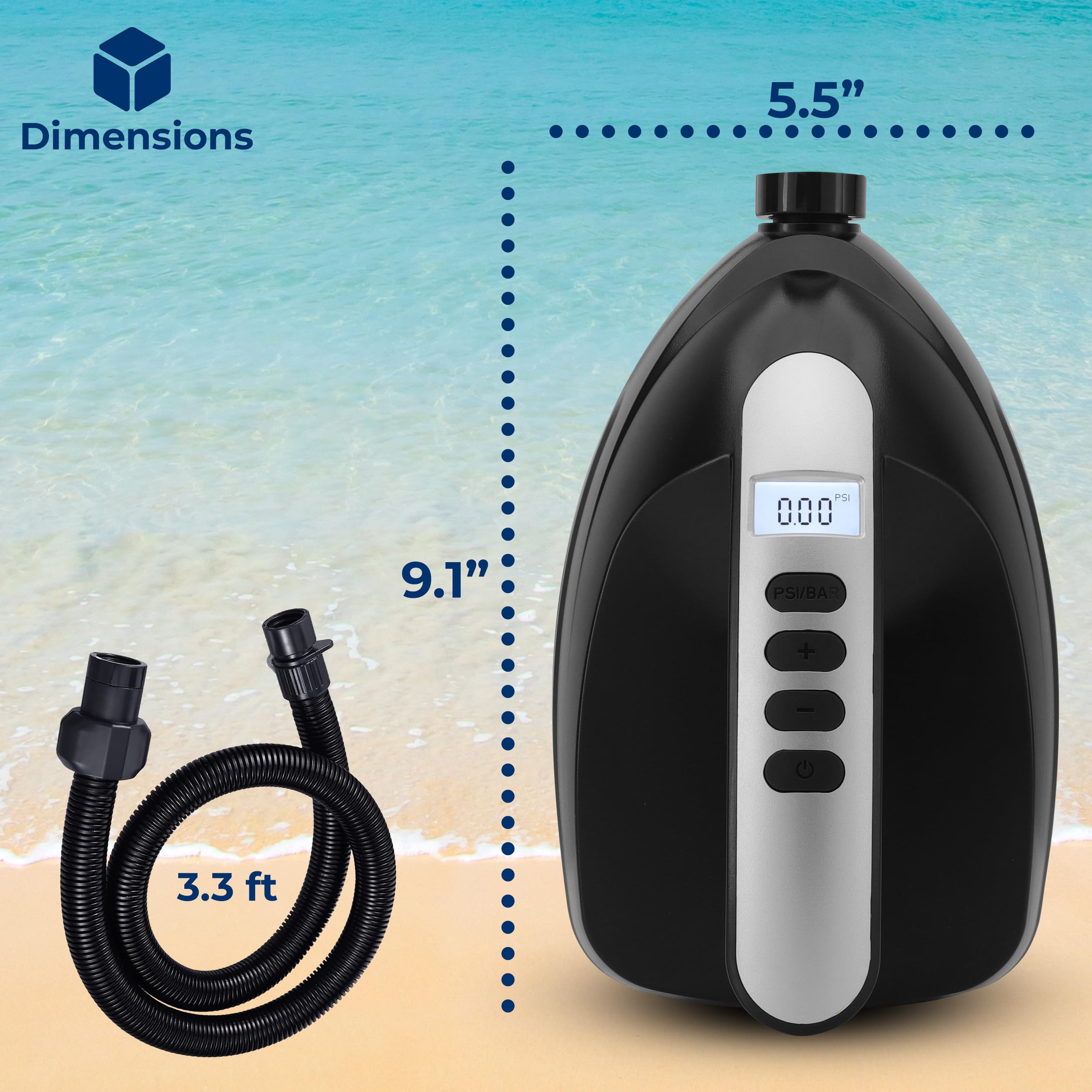 SereneLife Electric SUP Air Pump 16 PSI, Portable Paddle Board Air Compressor with Digital LCD Display, 12V DC Car Connector, Multiple Nozzle Adapters for SUPs, Boats & Inflatables 🍁 All In One Marketplace Canada