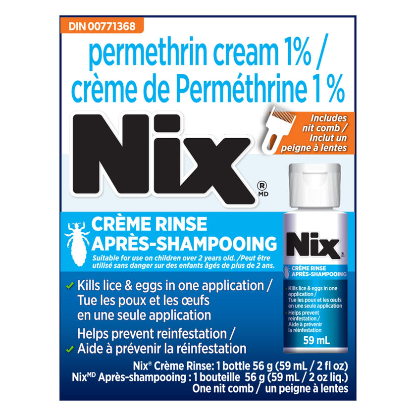 Nix Creme Rinse with Nit Removal Comb - 56gm - Effective Head Lice Treatment 🍁 All In One Marketplace Canada