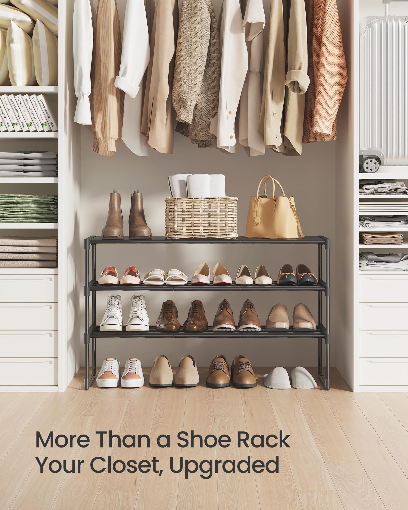 SONGMICS Shoe Rack, 3-Tier Shoe Organizer, Sturdy Storage Shelf, Upright or Upside Down, for 16-20 Pairs, Stackable, for Entryway, 30 x 92 x 55 cm, Black ULSA303B02 🍁 All In One Marketplace Canada