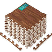 Yes4All EVA Interlocking Mats, Puzzle Floor Tiles, Foam Floor Padding with Border for Furniture, Home Space, Living Room, Garage - Dark Oak Wood, 1.02 m2 🍁 All In One Marketplace Canada
