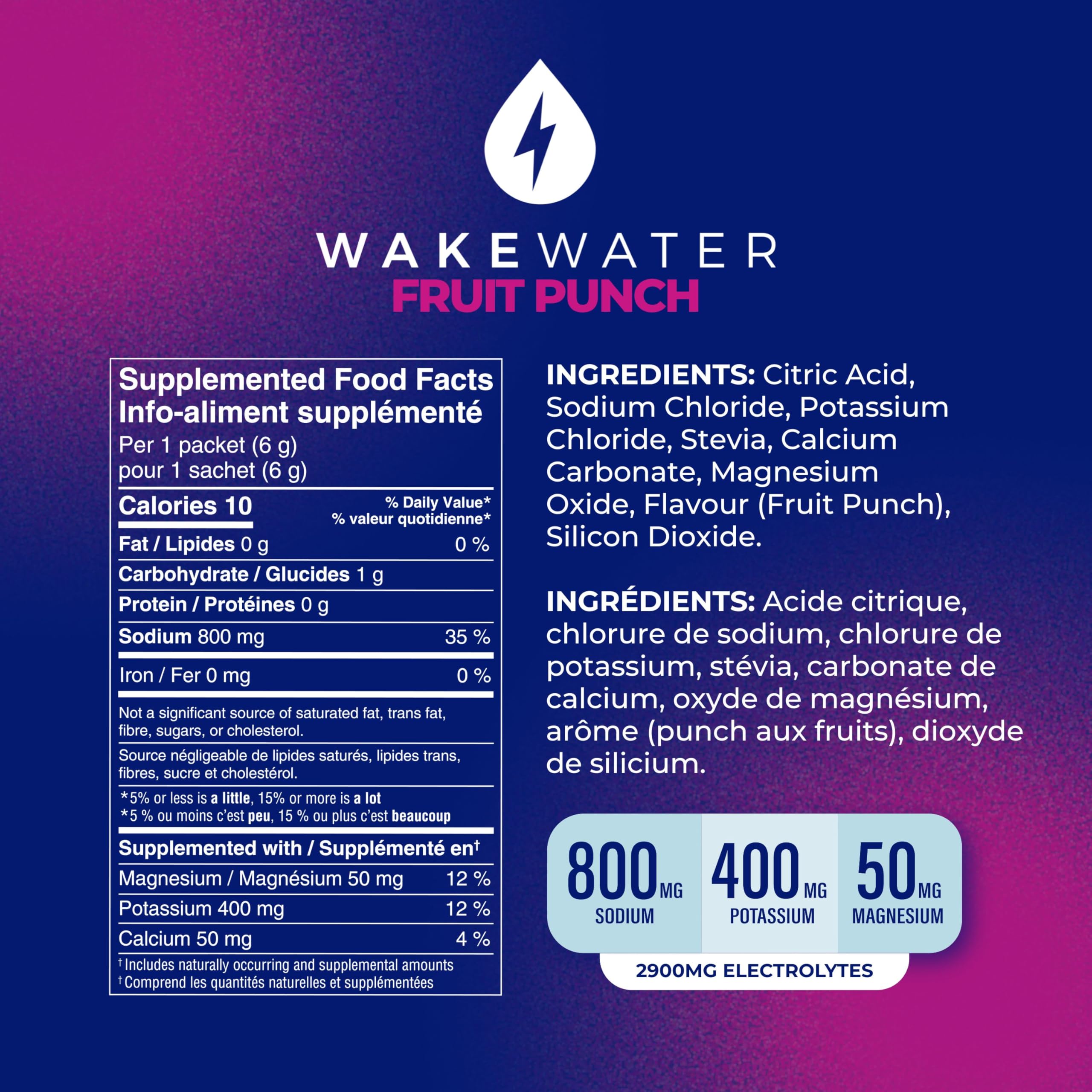 Wake Water Sugar Free Electrolyte Packets, Hydration Powder, Keto & Paleo Friendly Electrolyte Drink Mix, Fasting Hydration Packs, Travel Essentials, Pack of 10 (6g Each) (6 g (Pack of 10), Fruit Punch) 🍁 All In One Marketplace Canada