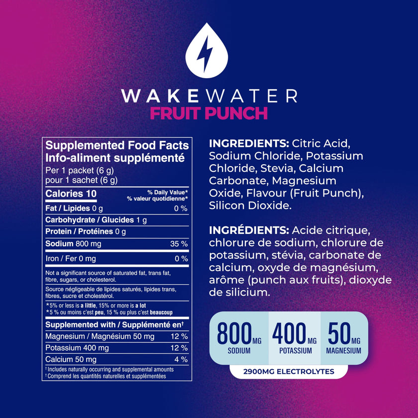 Wake Water Sugar Free Electrolyte Packets, Hydration Powder, Keto & Paleo Friendly Electrolyte Drink Mix, Fasting Hydration Packs, Travel Essentials, Pack of 10 (6g Each) (6 g (Pack of 10), Fruit Punch) 🍁 All In One Marketplace Canada