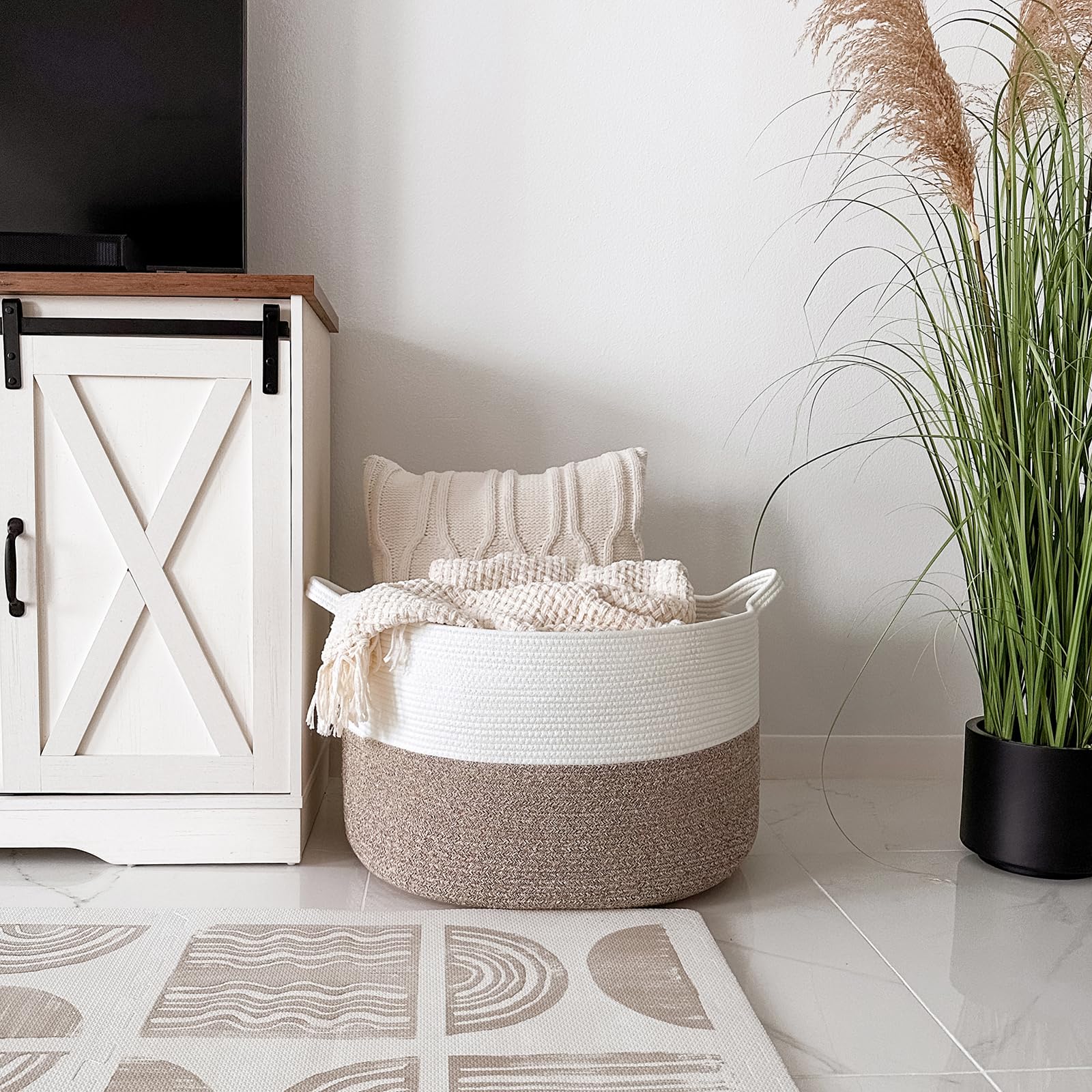 INDRESSME XXXLarge Cotton Rope Basket 21.7