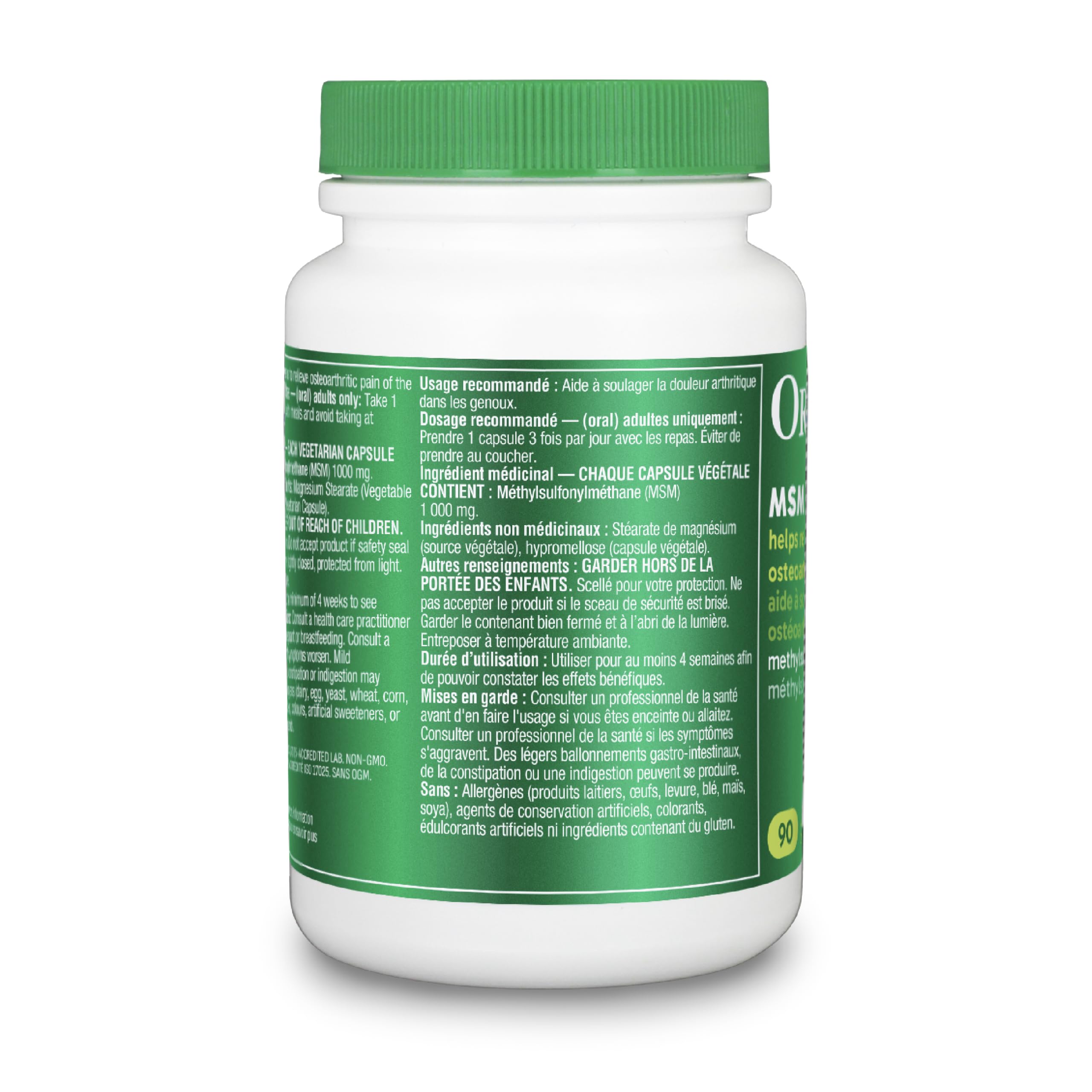 Organika MSM - Joint Support and Inflammation Relief Supplement | Supports Healthier Joints, Bones and Cartilage | Stronger Hair, Skin and Nails | Potent Antioxidant | 1,000mg of MSM - 90 vcaps 🍁 All In One Marketplace Canada