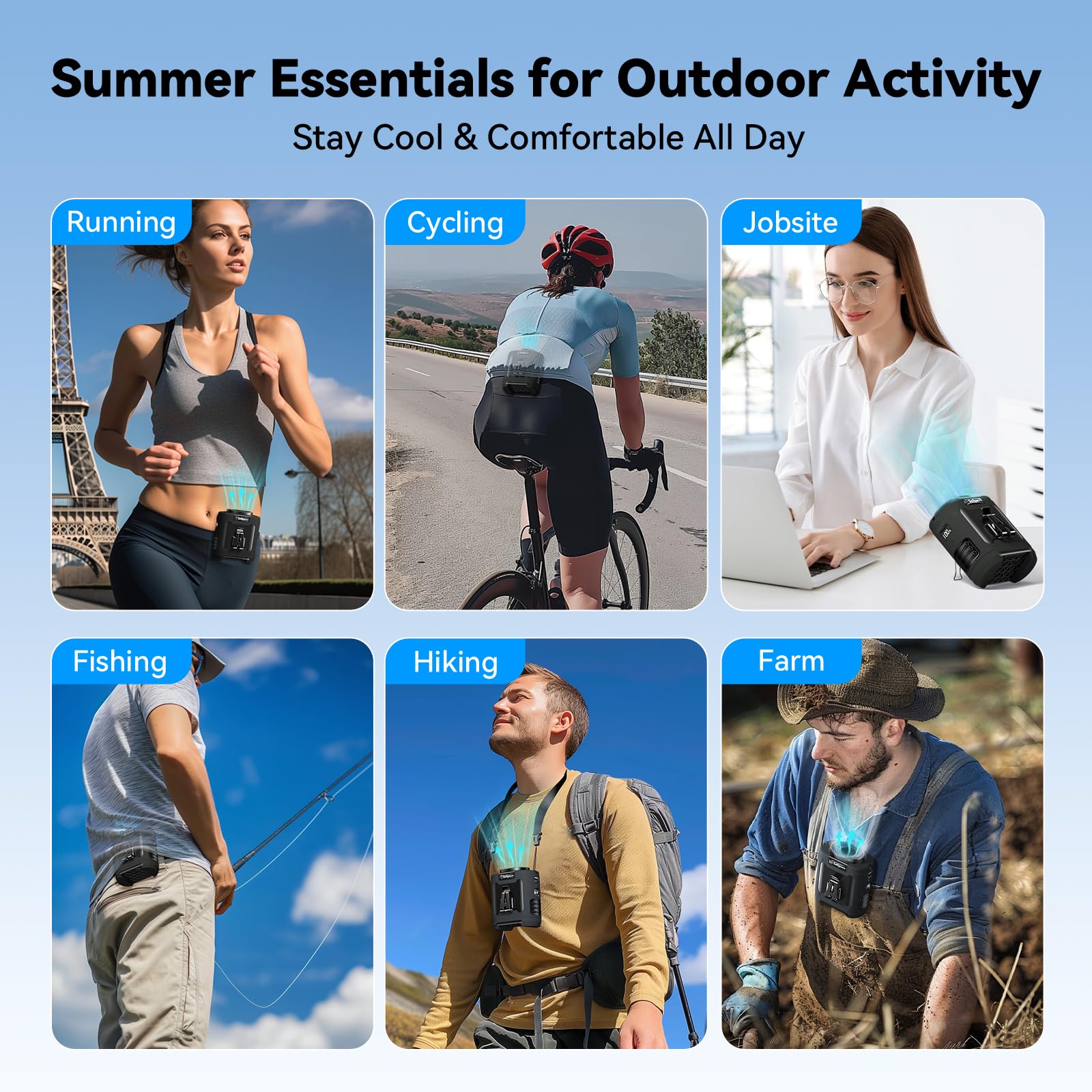 Portable Waist Fan Rechargeable Waist Clip Fan 12000mAh,6 Speeds 16000RPM Strong Airflow Personal Fans with Max 30H Working Time,Hands-Free Hanging Neck Fan,Wearable Belt Fans for Outdoor/Jobsite 🍁 All In One Marketplace Canada